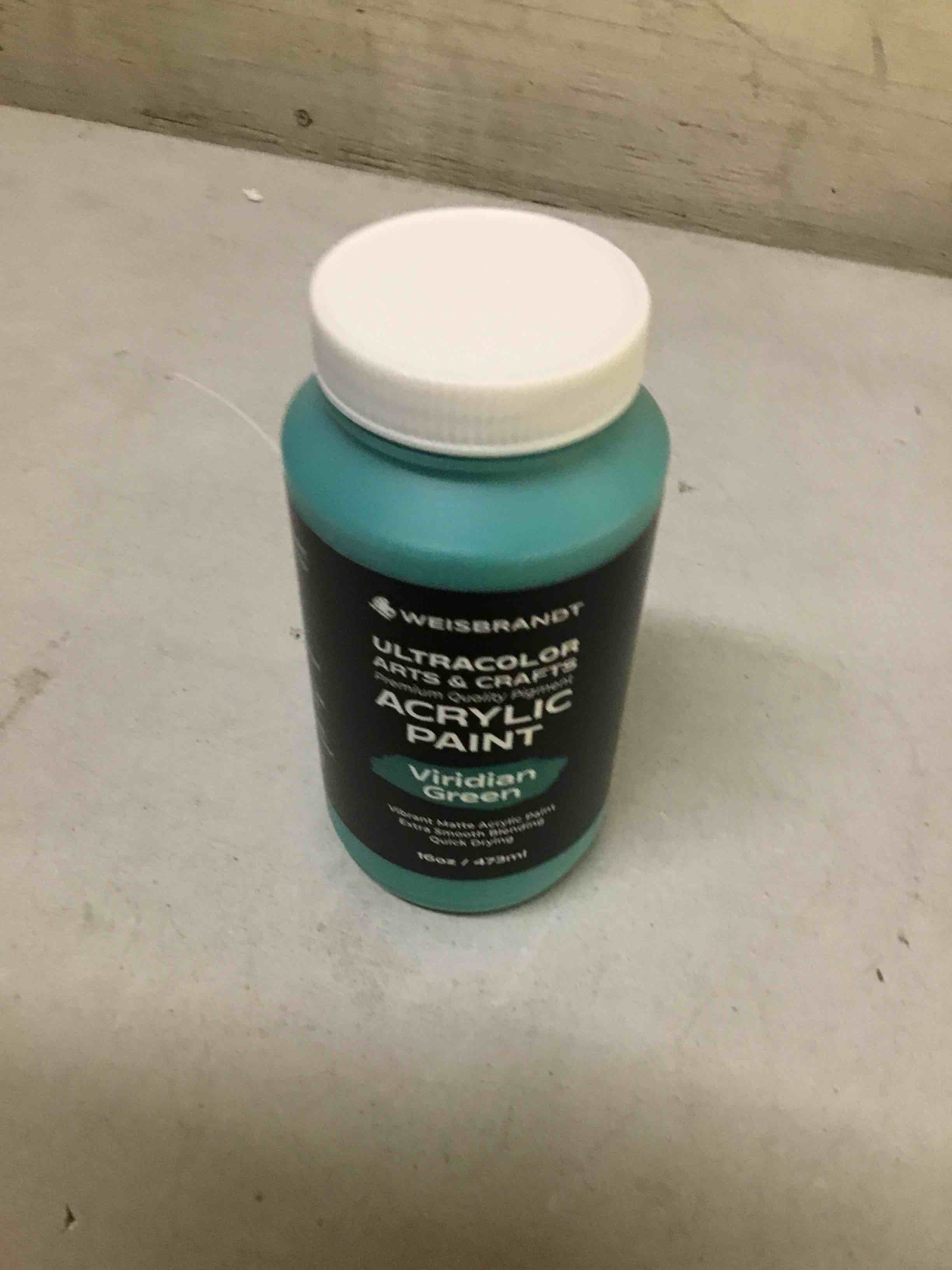 Condition photo showing New/Like New for weisbrandt ultra color arts& crafts acrylic paint viridian green 16oz