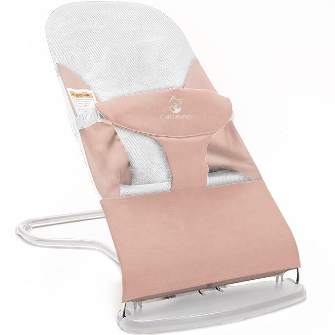 comfybumpy baby bouncher with washable seat pad pink