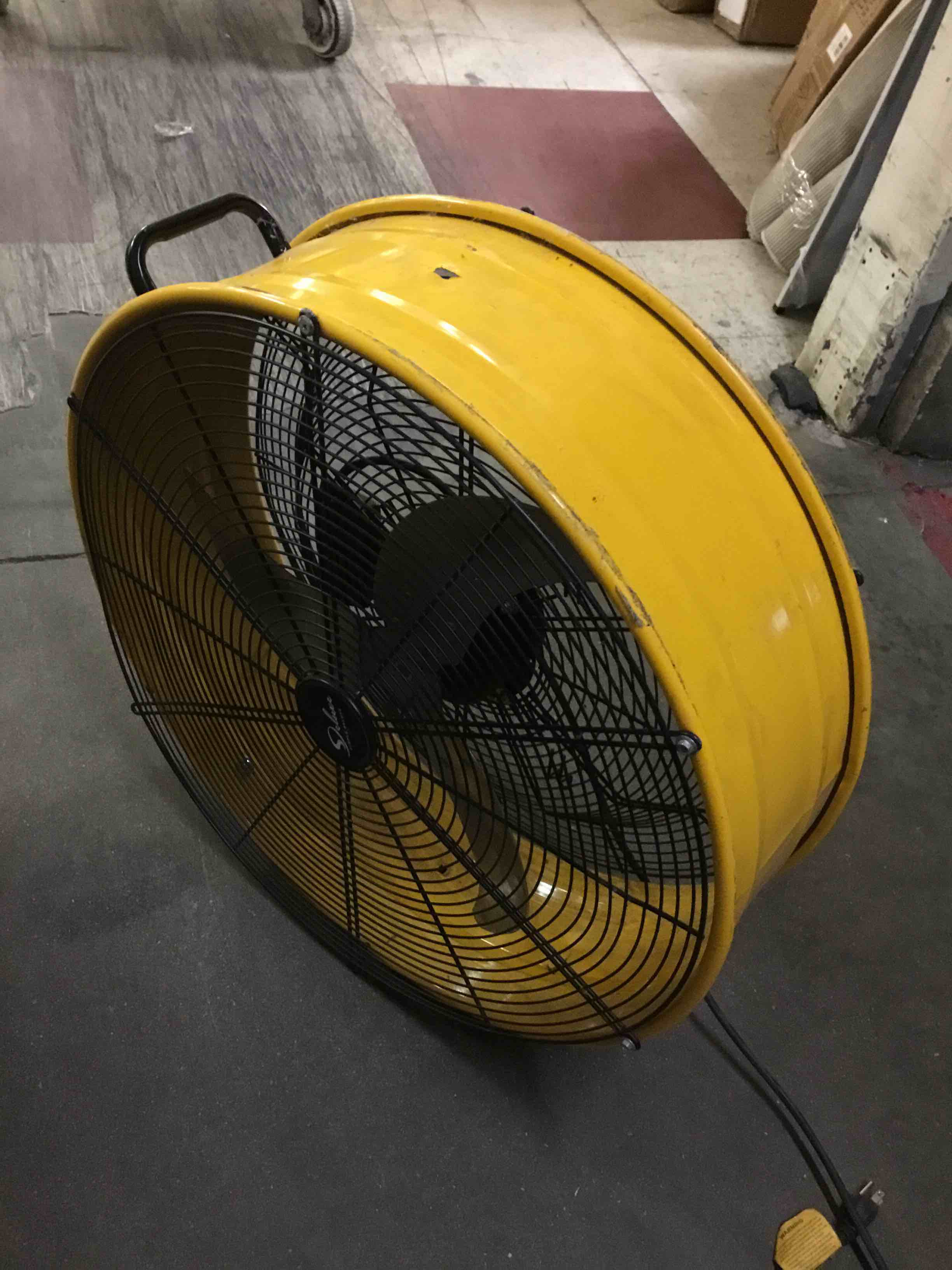 Condition photo showing As Is for 24” high velocity drum fan