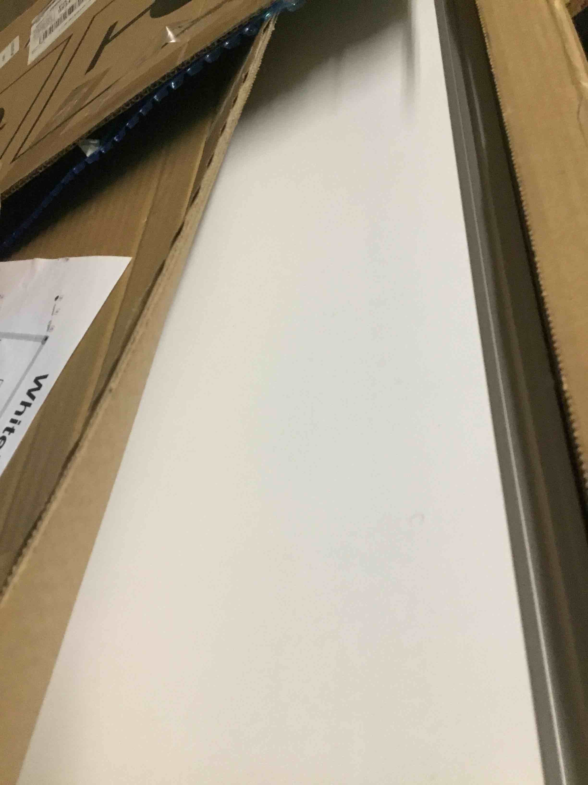 Condition photo showing As Is for 2 pack 48 x 36 large magnetic dry erase board with removable marker tray| commercial quality wall-mounted aluminum message presentation white board for home office classroom 48" x 36"
