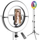 bower 12" foldable ring light with adjustable stand and remote control- black