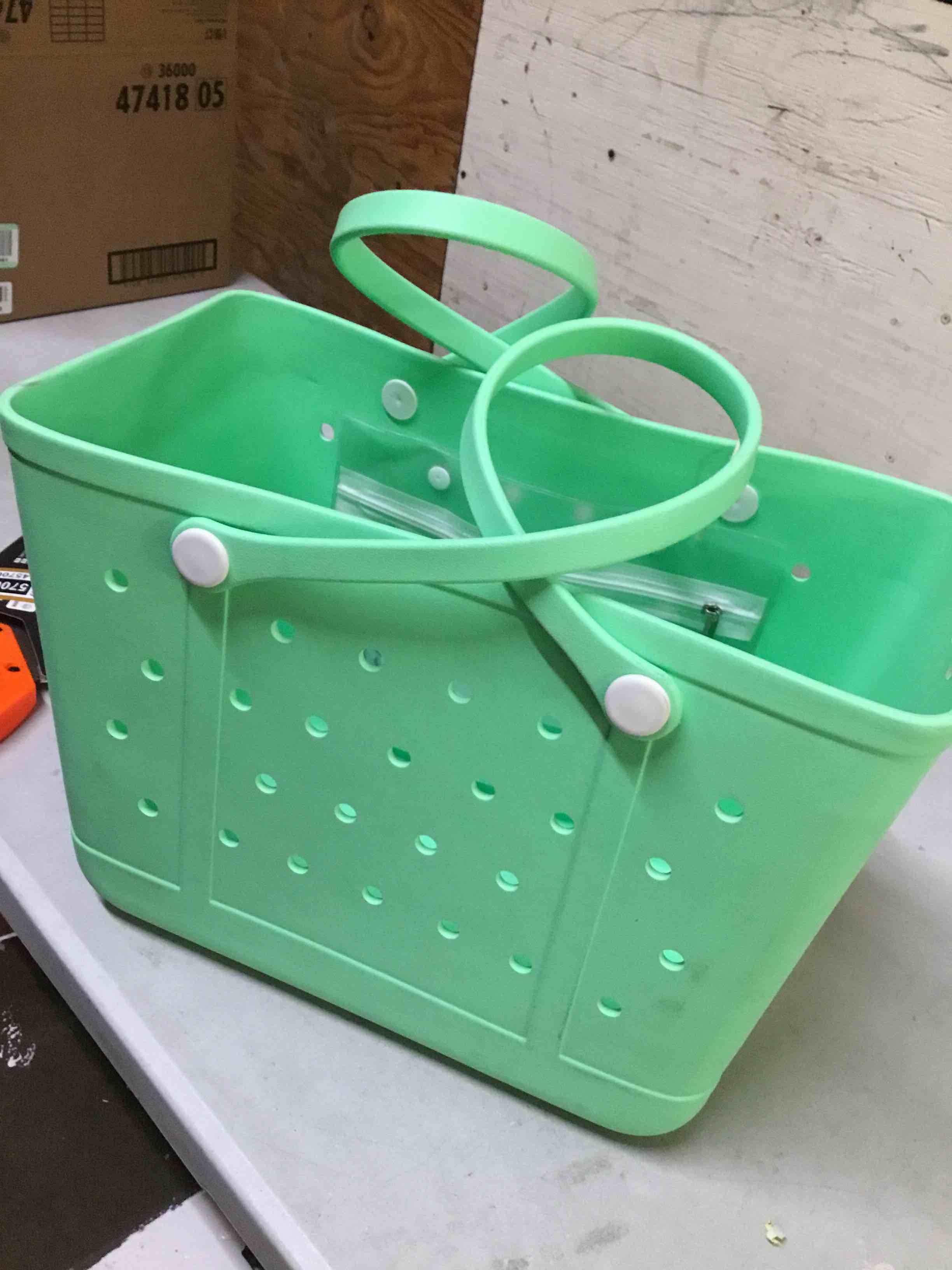 Condition photo showing Good Condition for lightweight extra large rubber beach bag small mini tote bag for gym waterproof medium open handbag for pool sports x-large a-grass green