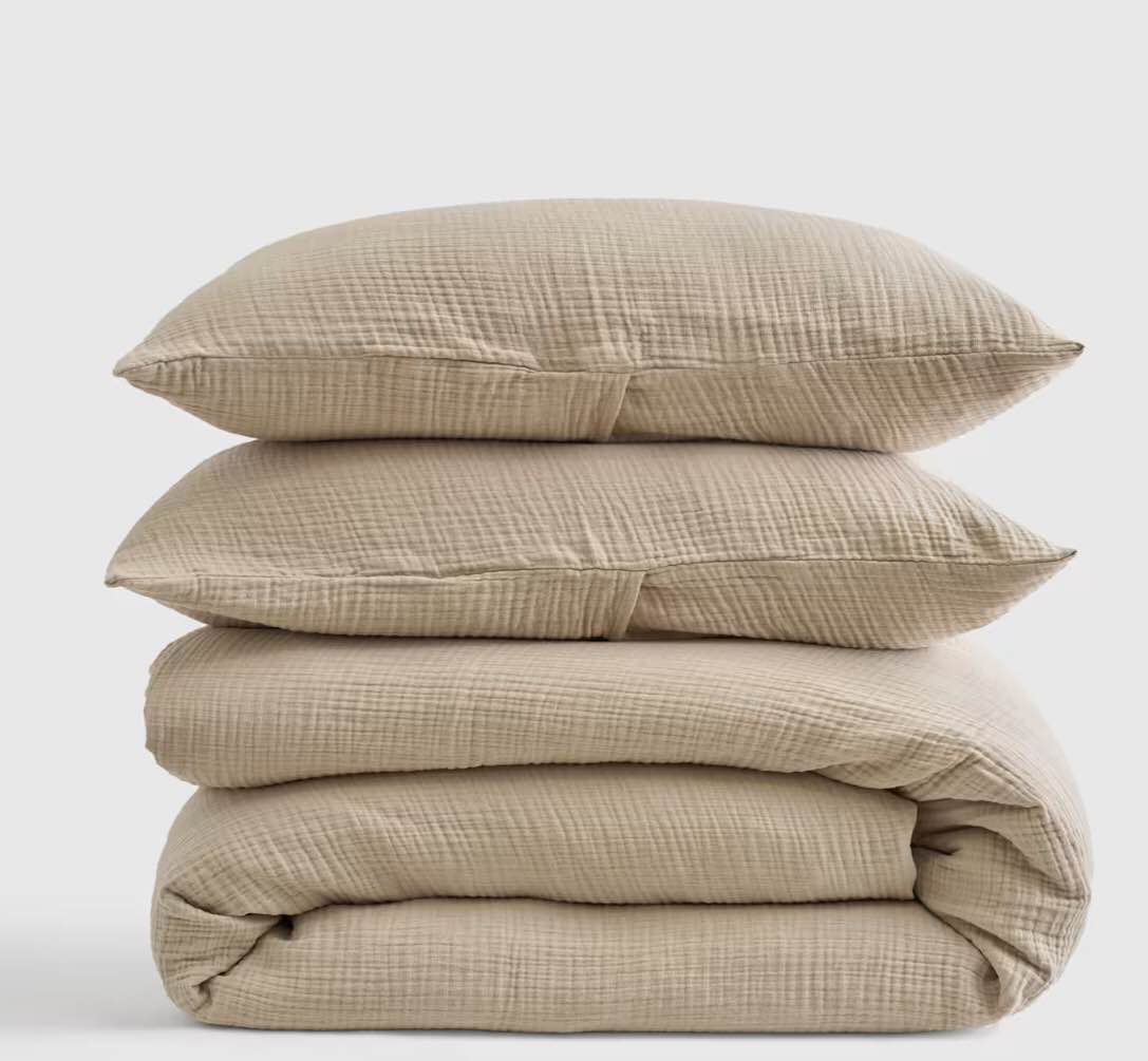 quince organic cotton gauze duvet cover set queen size 