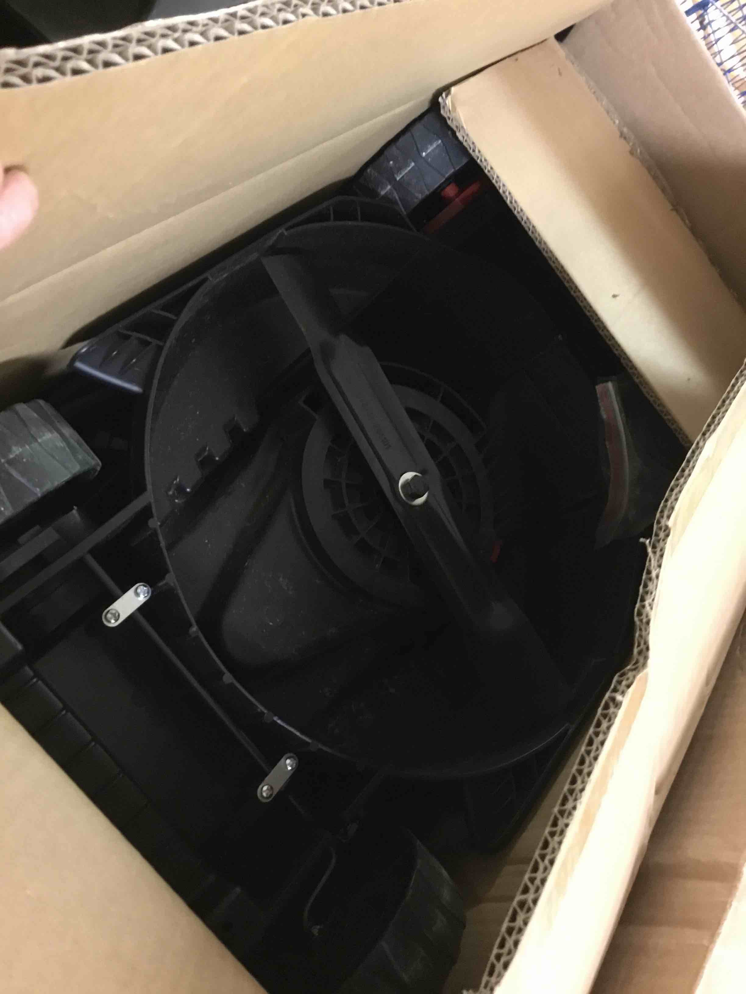 Condition photo showing As Is for ( incomplete) mzk 20v 13" electric lawn mower, brushless cordless lawn mower with 4-position height adjustment, walk-behind push mowers with 8 gallon grass bag, 2 x 4.0ah batteries & charger included, lm13b8 red