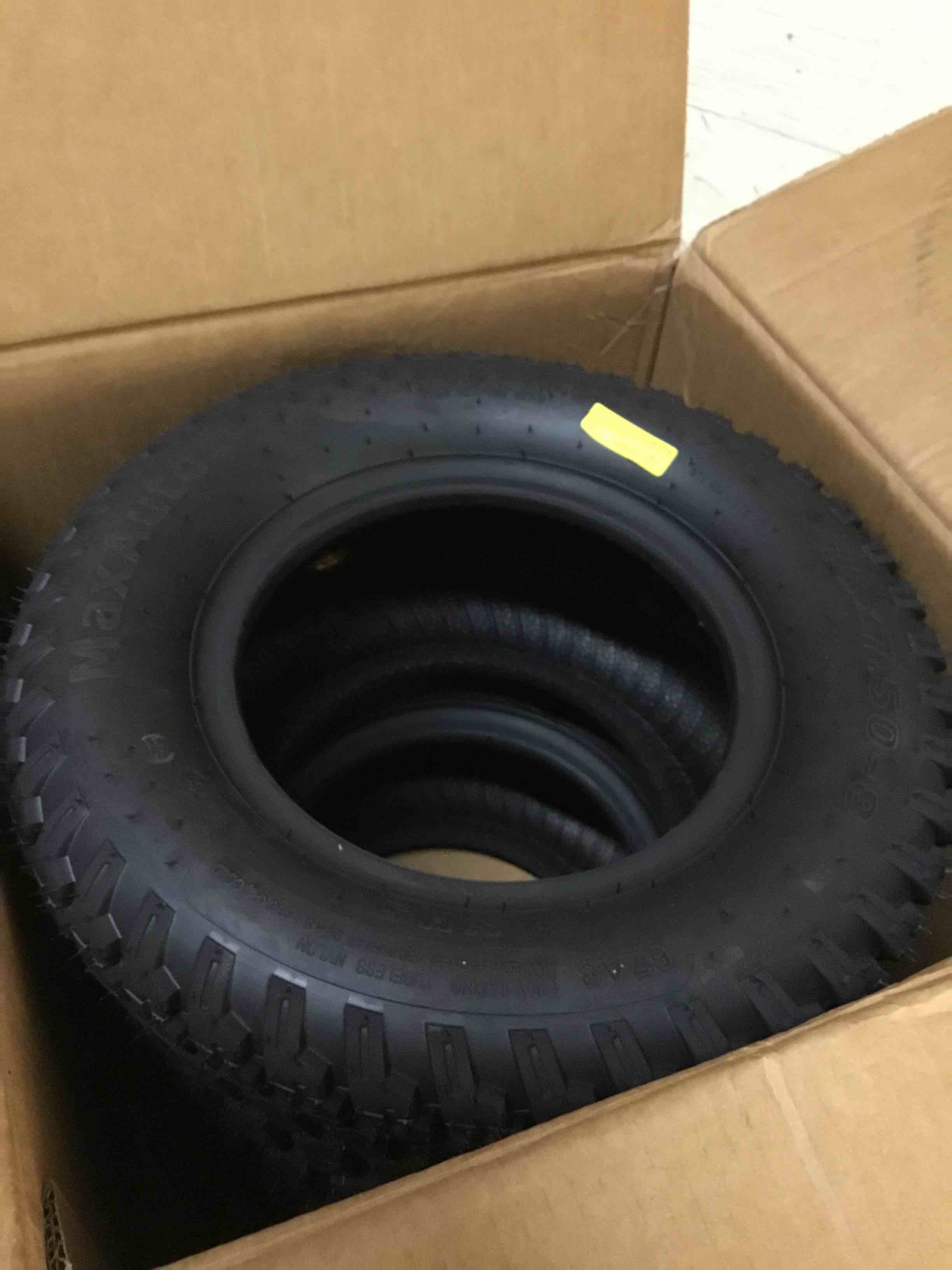 Condition photo showing New/Like New for maxauto 16x7.50-8 16x7.5x8 turf saver lawn mower tire 4ply, set of 2
