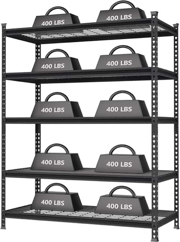 ( incomplete) WORKPRO 5-Tier Metal Storage Shelving Unit, 48”W x 24”D x 72”H, Adjustable Storage Rack Heavy Duty Shelf, 4000 lbs Load Capacity (Total), for Garage, Kitchen, Bathroom, Warehouse, Black/Sliver