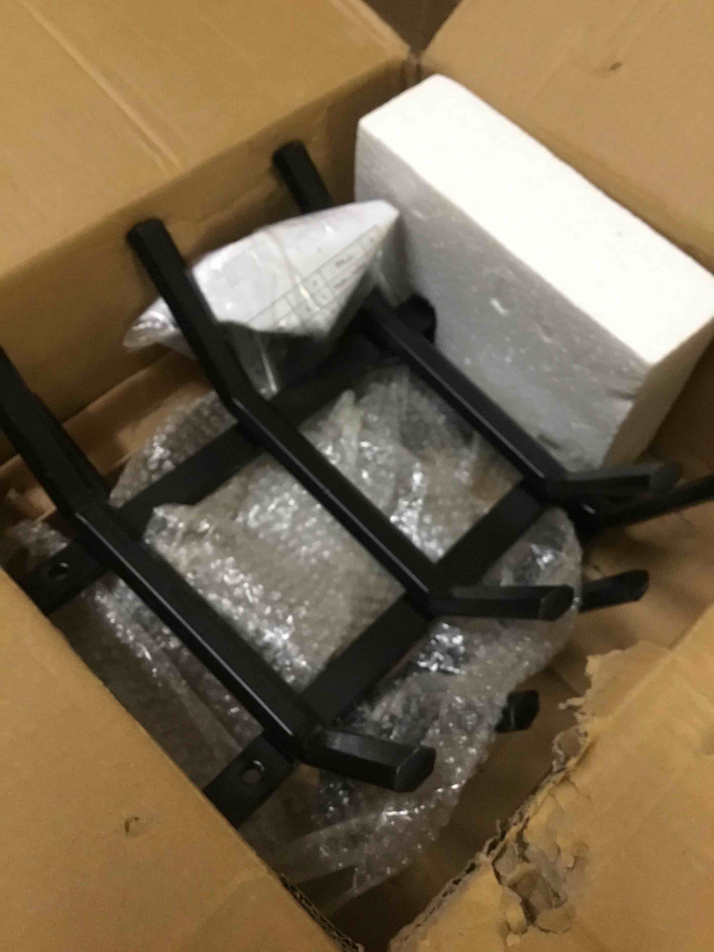 Condition photo showing Good Condition for amagabeli garden & home fireplace grate log holder 24 inch firewood burning rack heavy duty wrought iron solid steel for chimney hearth fire pit outdoor kindling tools wood stove accessories