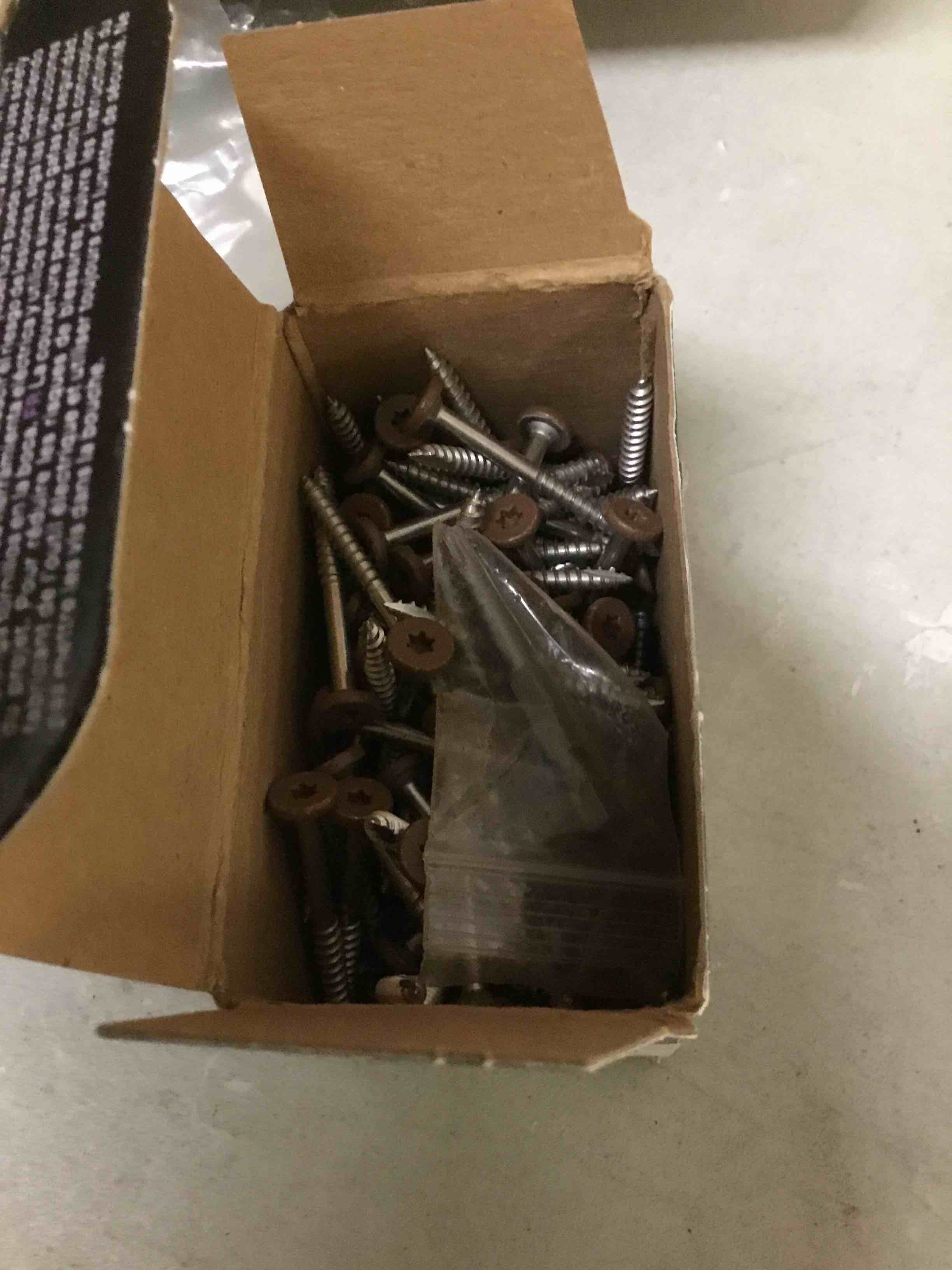 Condition photo showing As Is for headcote stainless steel fascia screws for deck installation 9 x 1-7/8" torx brown 100 pieces