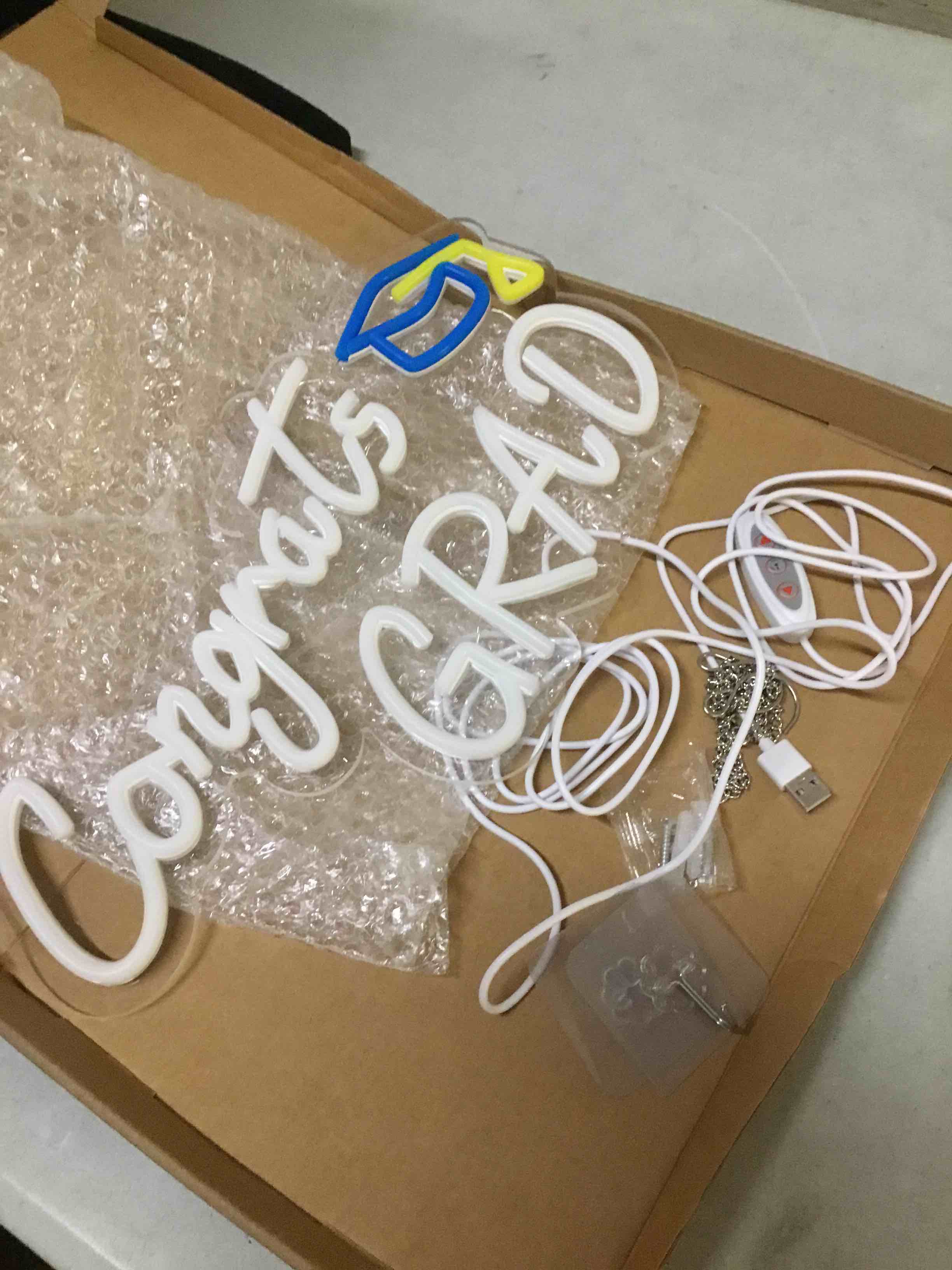 Condition photo showing Good Condition for hmasyo graduation decorations 2026 – congrats grad neon sign, 16" dimmable warm white congrats grad led light up sign, usb powered for graduation party prom backdrop classroom celebration wall decor warm white - congrats grad