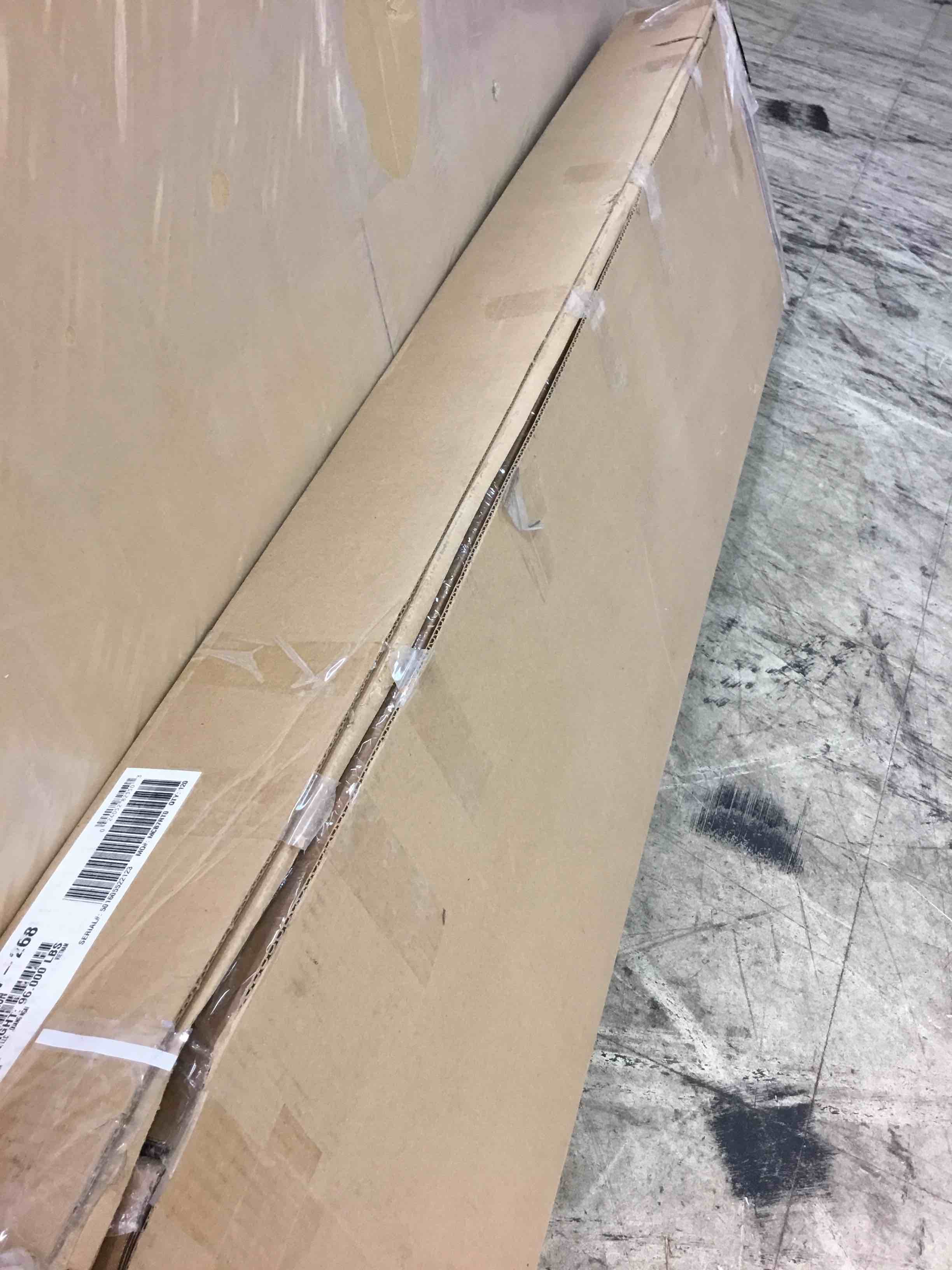 Condition photo showing As Is for signature design by ashley willowton shabby chic large tv stand up to 60" with 3 shelves and fireplace option, white whitewash large