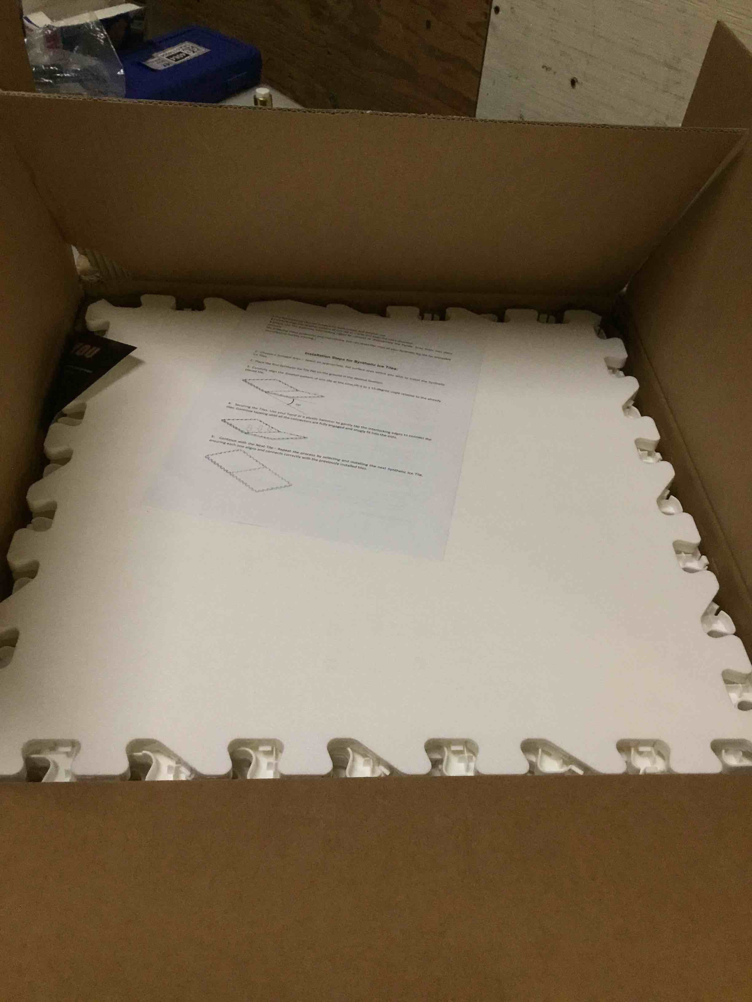 Condition photo showing New/Like New for potent hockey synthetic ice tiles | easy-to-install skateable ice tiles for hockey training | expandable artificial rink for indoor and outdoor year-round skating 21.6 sqf (10 tiles)