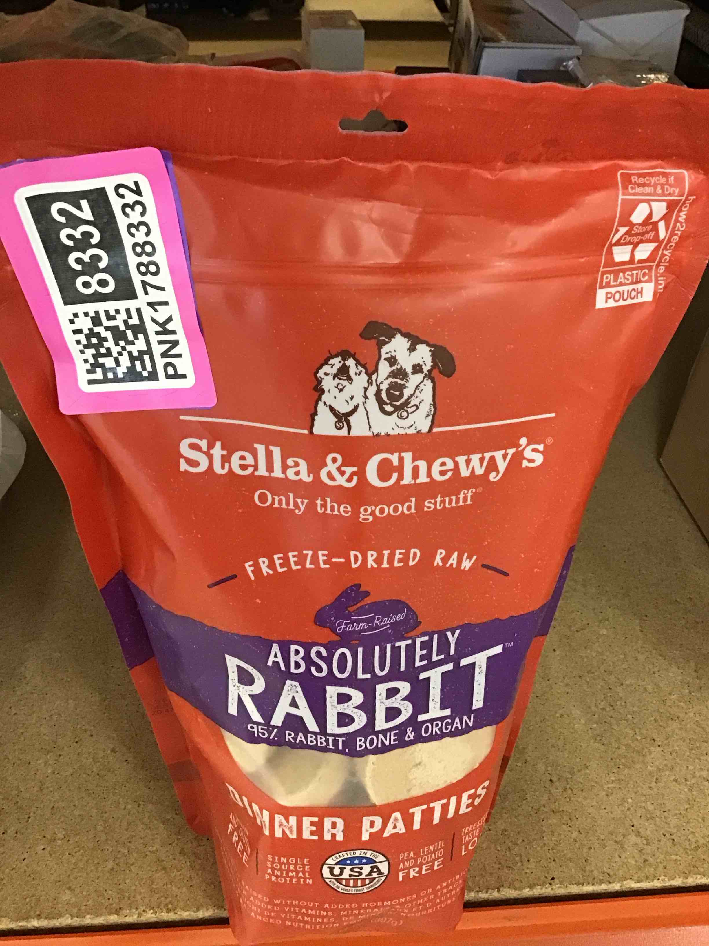 Condition photo showing New/Like New for stella & chewy's freeze-dried raw dinner patties - absolutely rabbit recipe - high protein grain-free puppy & dog food - perfect for picky eaters - 14 oz absolutely rabbit 14 ounce (pack of 1)