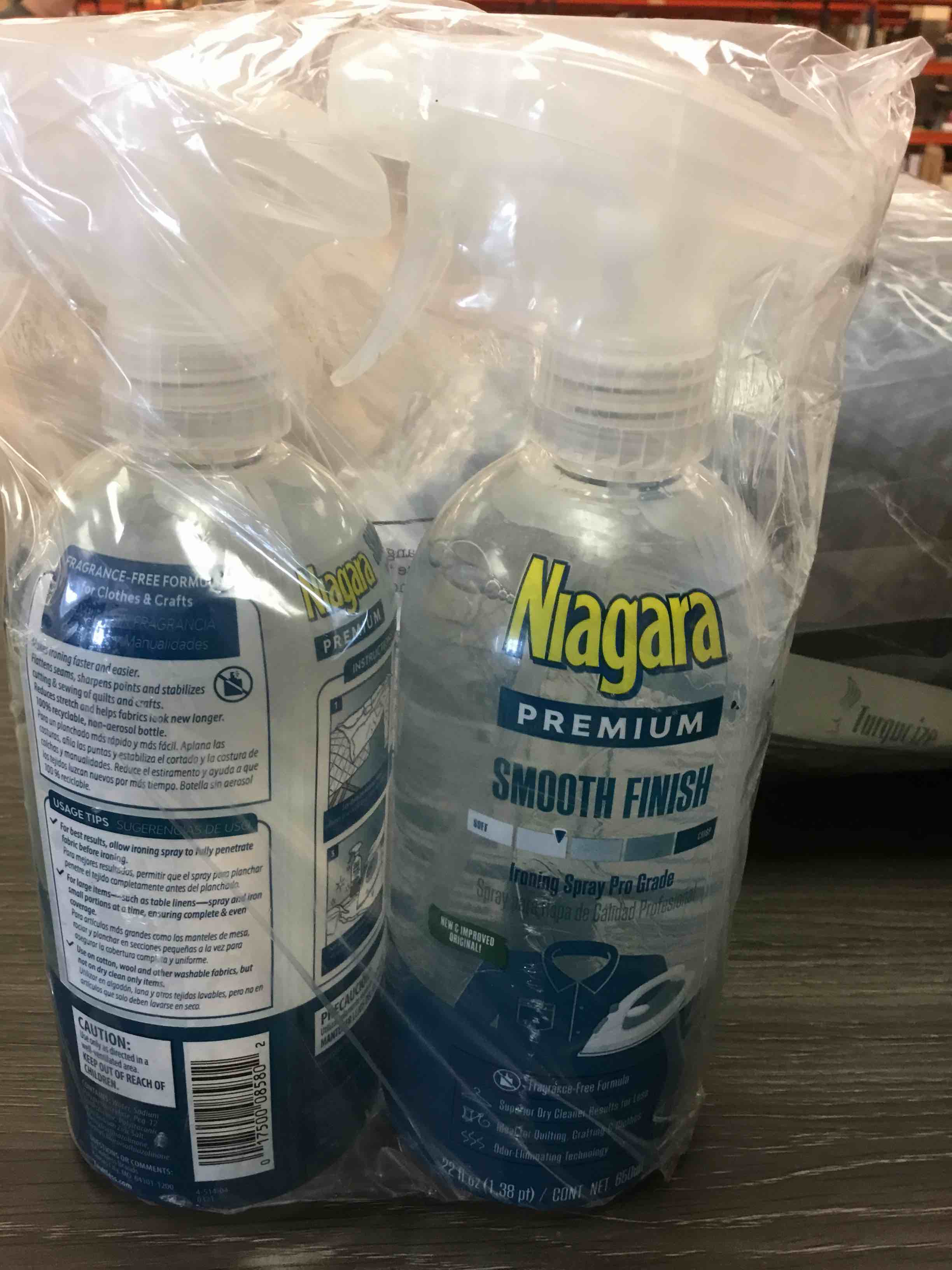 Condition photo showing New/Like New for niagara spray starch (22 oz, 2 pack) trigger pump liquid starch for ironing, non-aerosol spray on starch, reduces ironing time, no flaking, sticking or clogging, biodegradable ingredients, recyclable