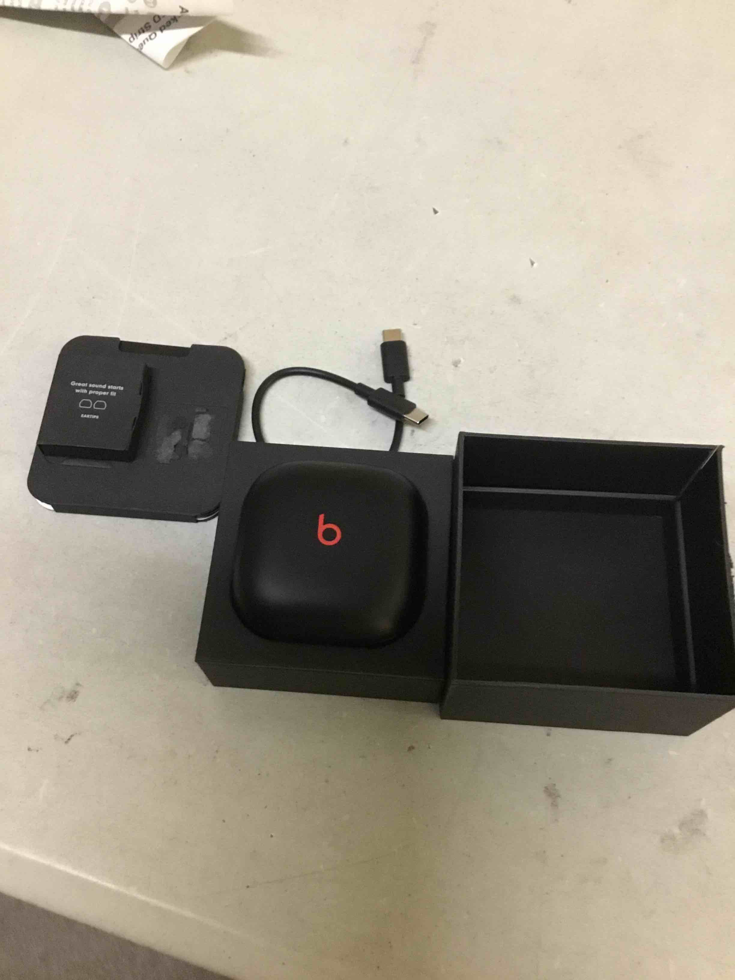 Condition photo showing As Is for beats fit pro (1st gen) - true wireless noise cancelling earbuds - active noise cancelling - sweat resistant earphones, compatible with apple & android, class 1 bluetooth®- beats black beats black fit pro without applecare+