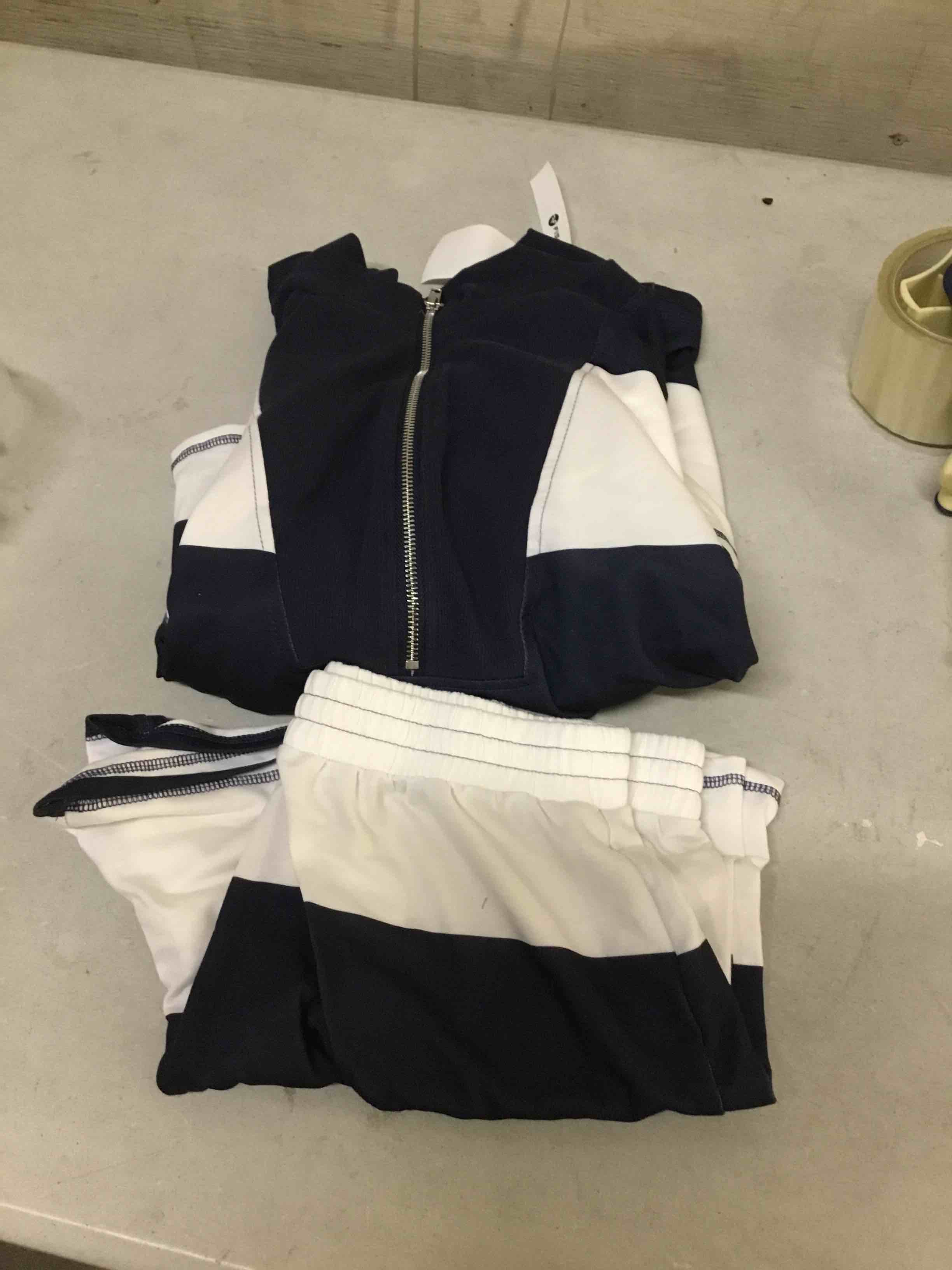 Condition photo showing Good Condition for fisoew womens 2 piece outfits summer striped sweatshirt workout shorts sets matching lounge set tracksuits navy large