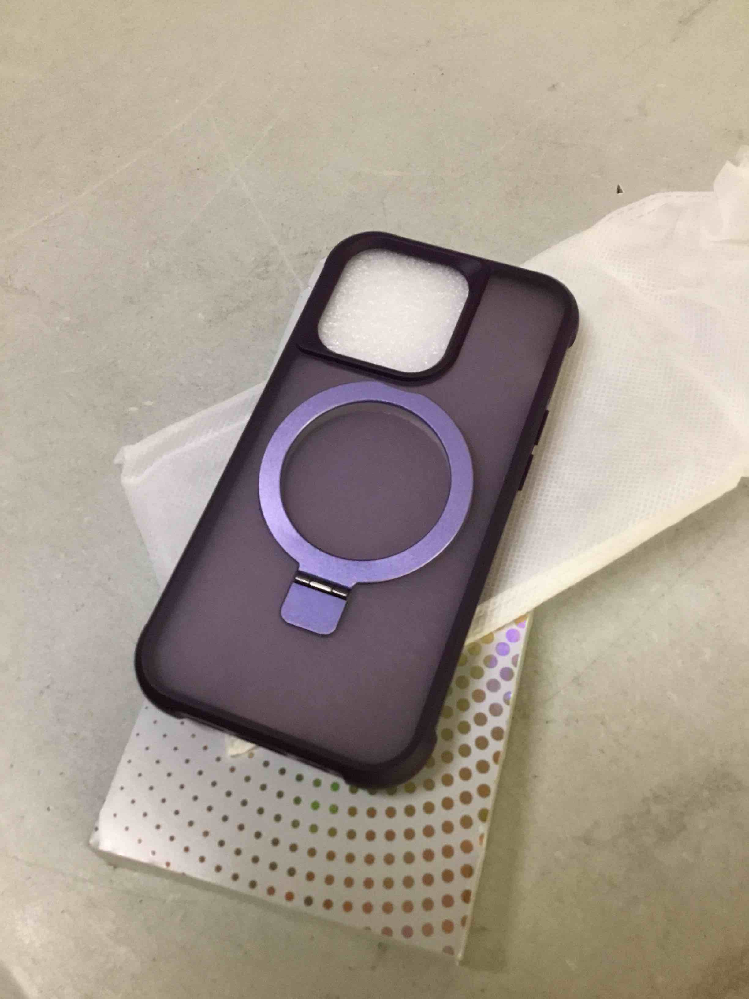 Condition photo showing New/Like New for chaofeng magnetic compatible with iphone 14 pro case with stand [military grade drop tested][compatible with magnet] ring translucent slim hard back soft edge, purple purple iphone 14 pro