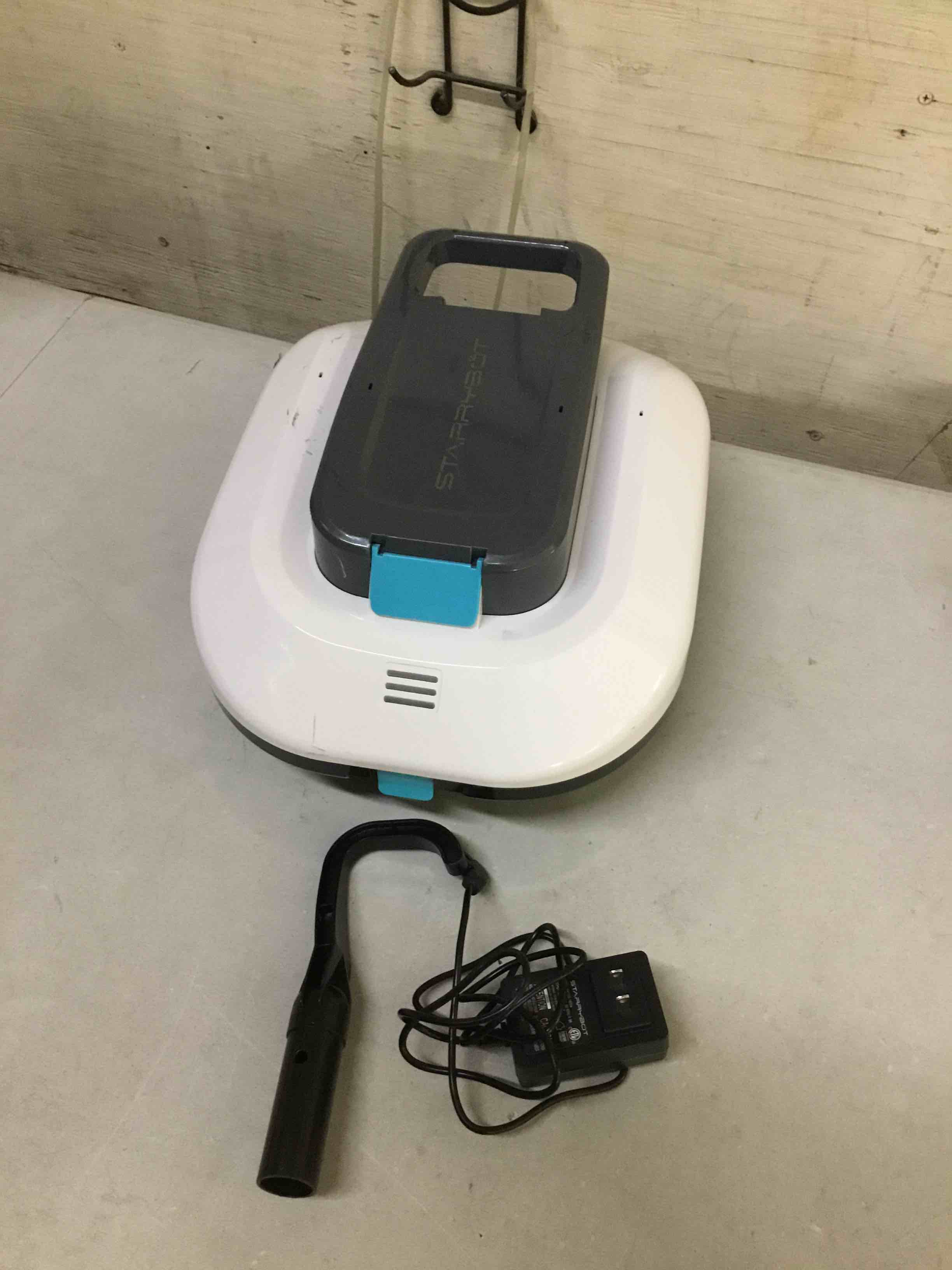 Condition photo showing As Is for starrybot cordless robotic pool cleaner with dual high-efficiency motors delivers strong suction, smart self-parking,smart led indicator,pool vacuum for above-ground flat pool up to 900 sq.ft(white)