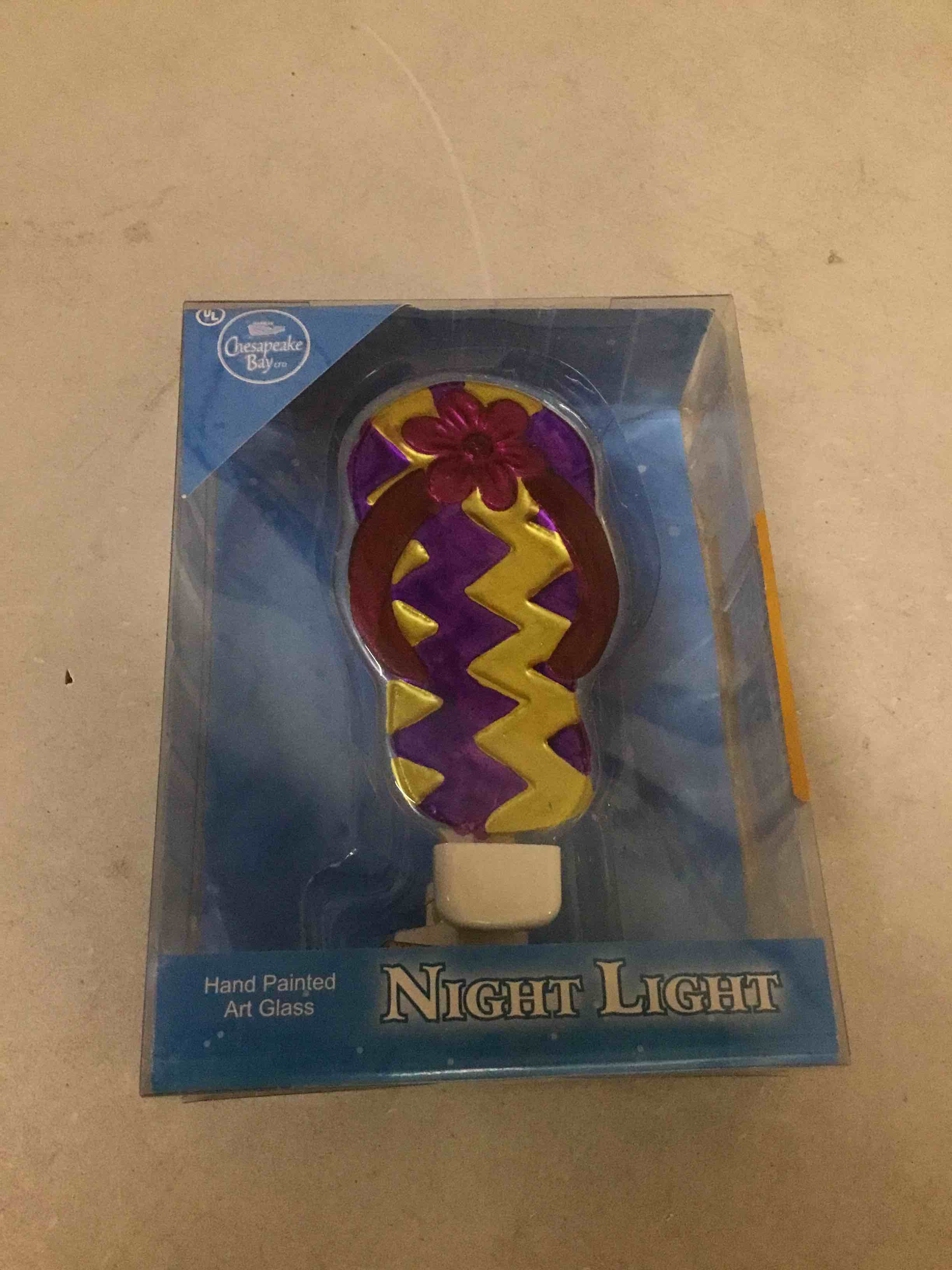 Condition photo showing New/Like New for box hand painted art glass night light
