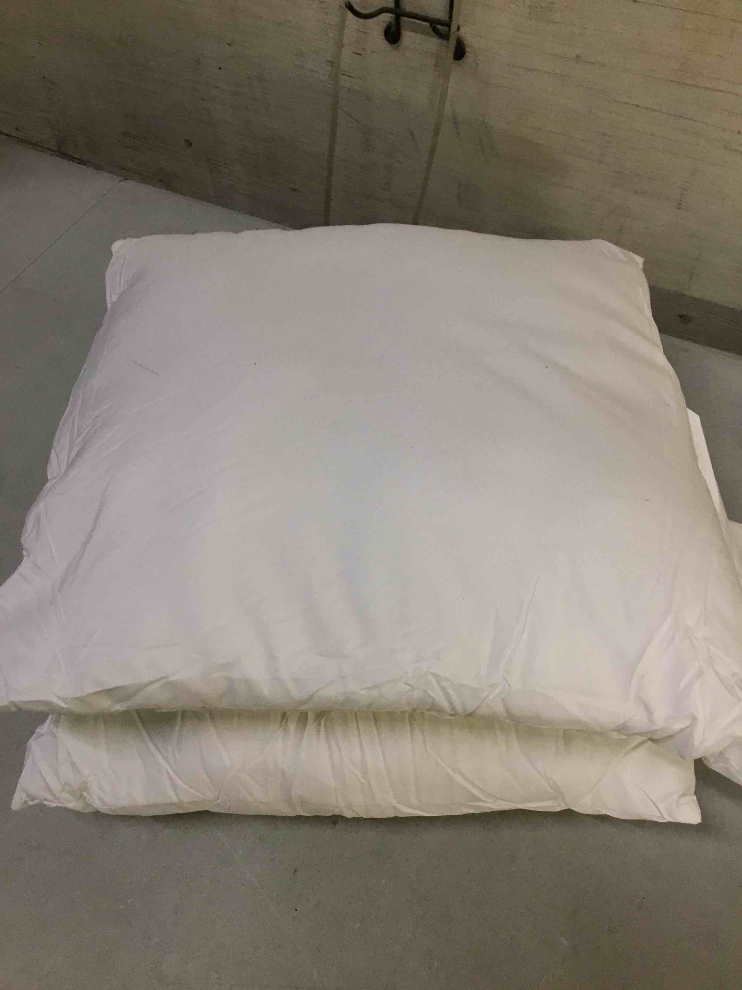 Condition photo showing Good Condition for bedding throw pillows (set of 2 white), 16 x 16 inches pillows for sofa, bed and couch decorative stuffer pillow