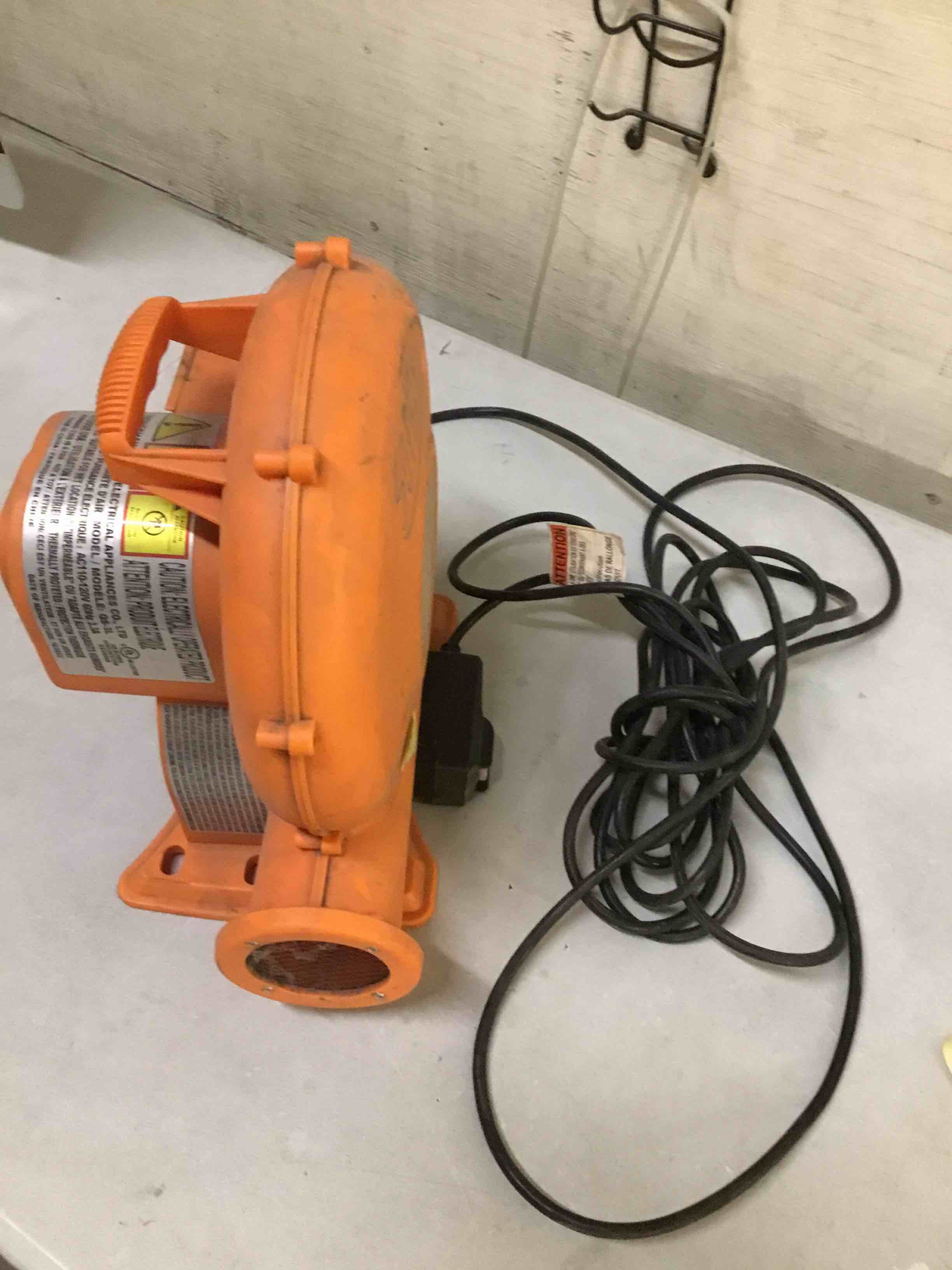 Condition photo showing As Is for inflatable air blower 