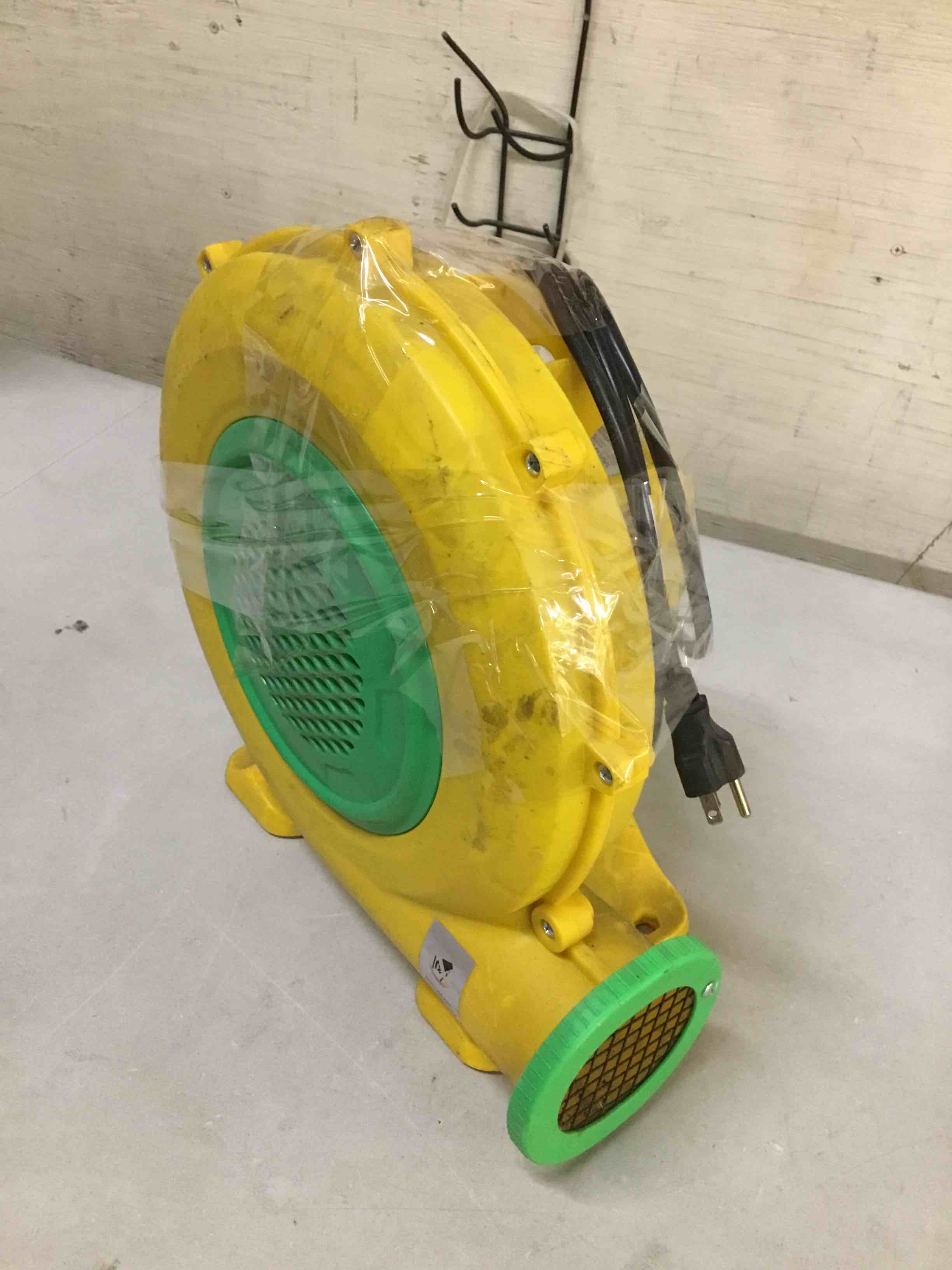 Condition photo showing As Is for air blower, 480w 0.64hp bounce house blower, portable inflatable bubble hou-se blo-wer, perfect for inflatable bounce house, bouncy castle, jumper, water slid, corded(480 watt 0.6hp)
