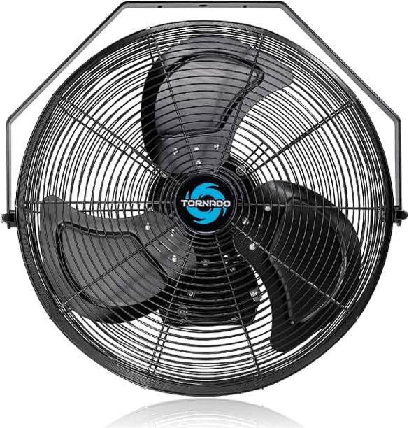 Tornado 12 Inch Outdoor Rated IPX4 Water-Resistant High Velocity Metal Industrial Wall Mount Fan For Commercial, Industrial, Residential, TEAO Motor 3 Speed 1650 CFM 6.6 FT Cord cETL Safety Listed