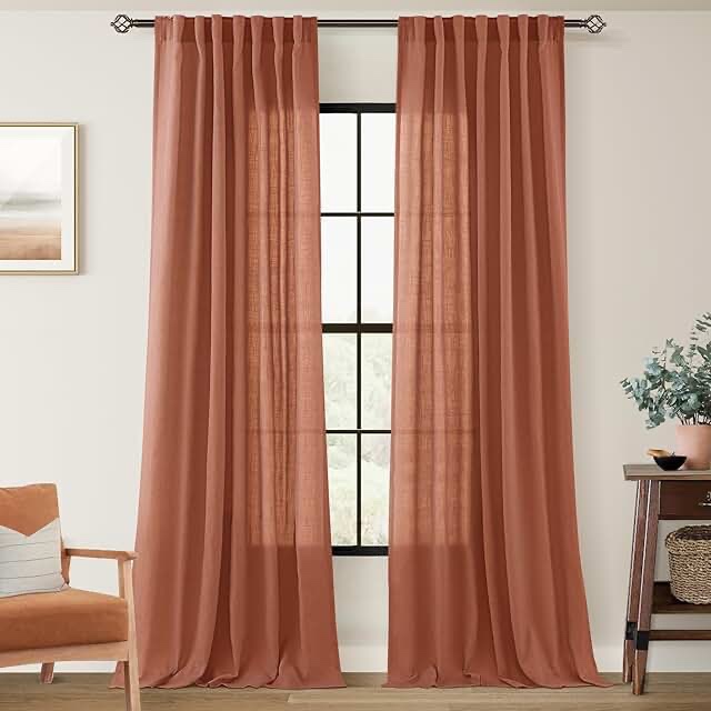 Dreaming Casa Terracotta Linen Light Filtering Curtains 