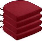 lovtex chair cushions for dining chairs 4 pack - memory foam chair pads with ties and non-slip backing - seat cushion for kitchen chair 16x16x2, red 4 count (pack of 1)