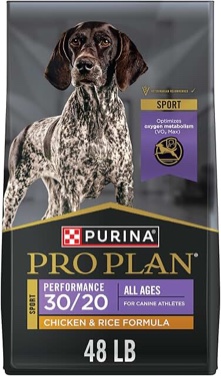 purina pro plan dry dog food performance 30/20 high protein real chicken & rice 48 lb bag