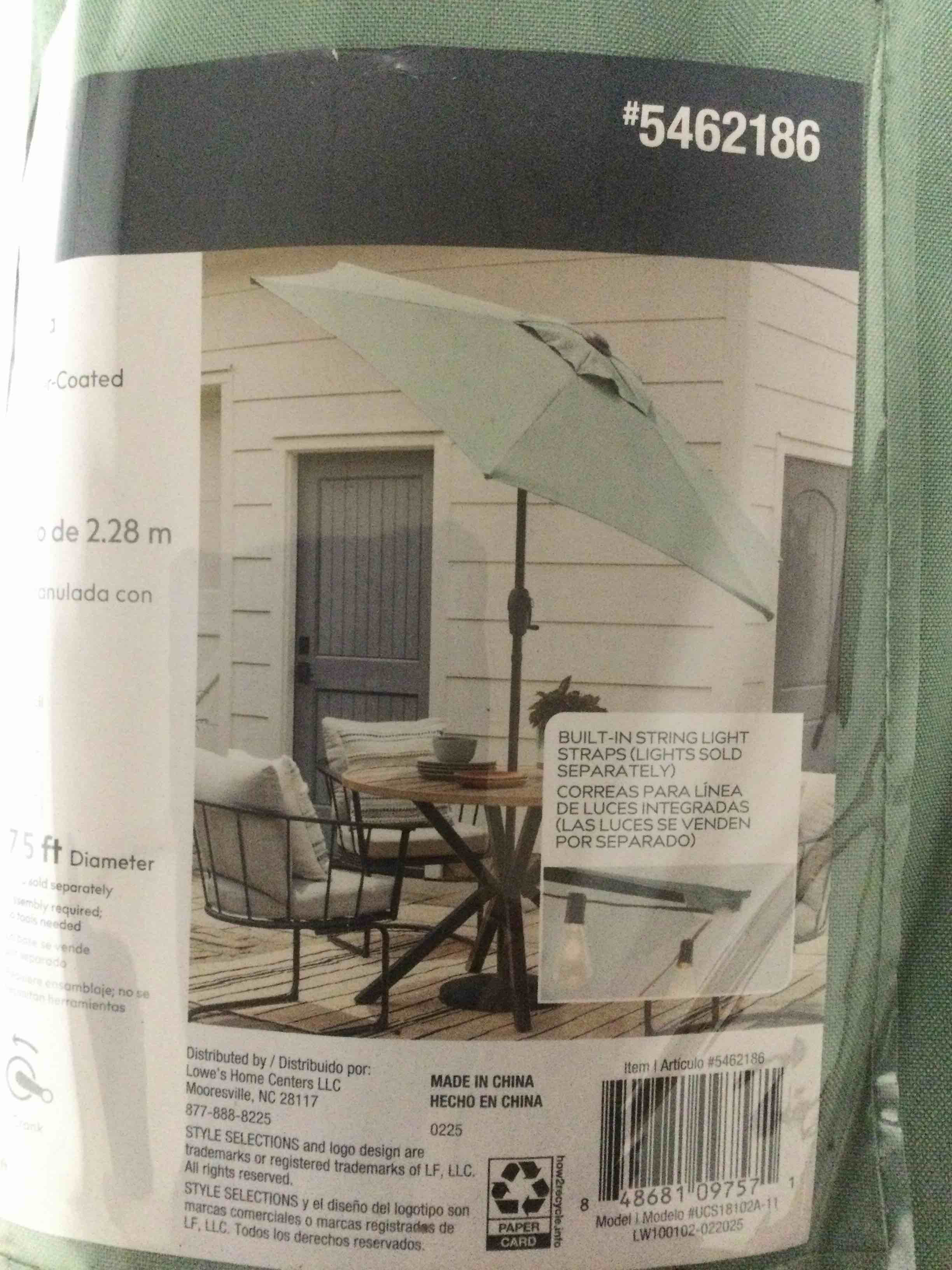Style Selections Outdoor Umbrella 