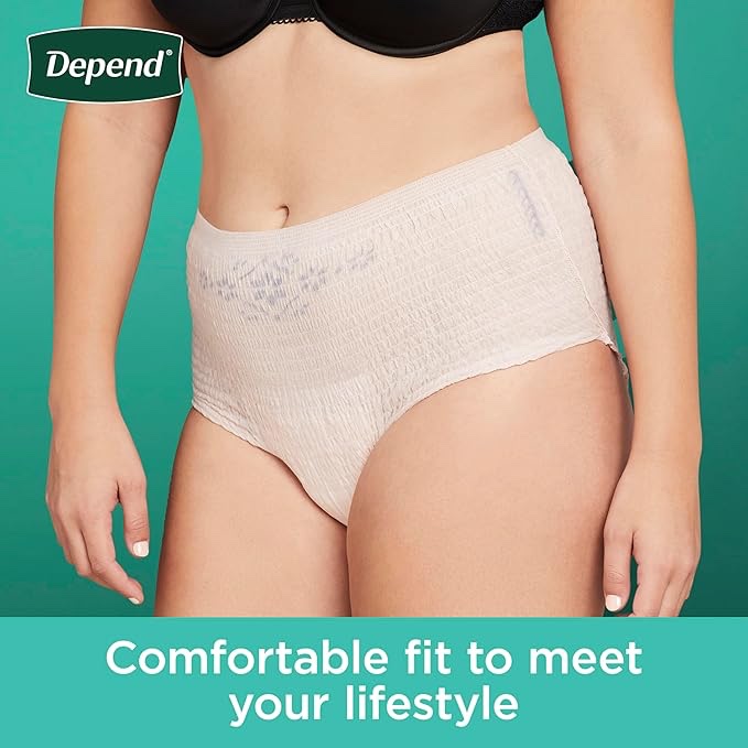 Depend Fresh Protection Adult Diapers, Incontinence & Postpartum Bladder Leak Underwear for Women, Disposable, Maximum, Extra-Large, Blush, 68 Count (2 Packs of 34), Packaging May Vary