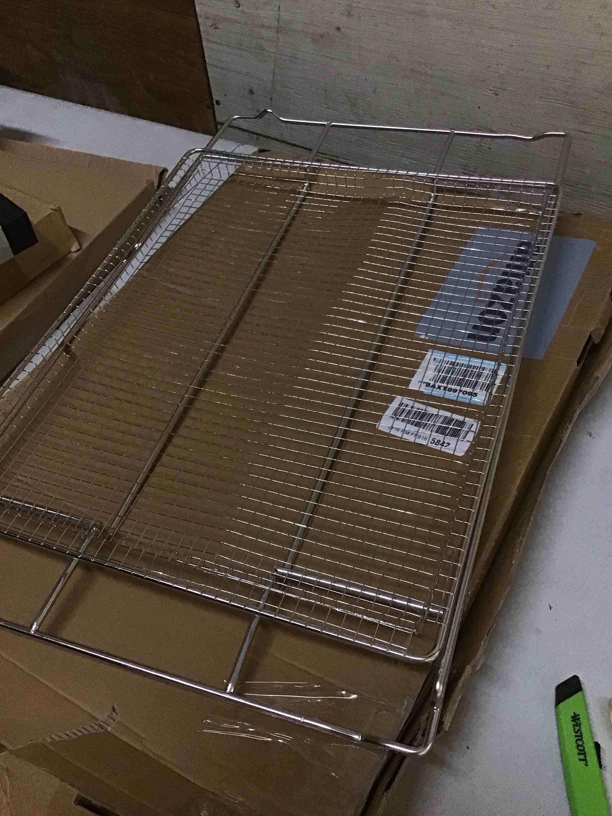 Condition photo showing As Is for ( incomplete) new upgrade air fry tray for 30" oven with drip pan, compatible with frigidaire wall ovens, ranges, and wall oven/microwave combinations?oven rack measures 25" x 16" x 1.75" 30" with drip pan