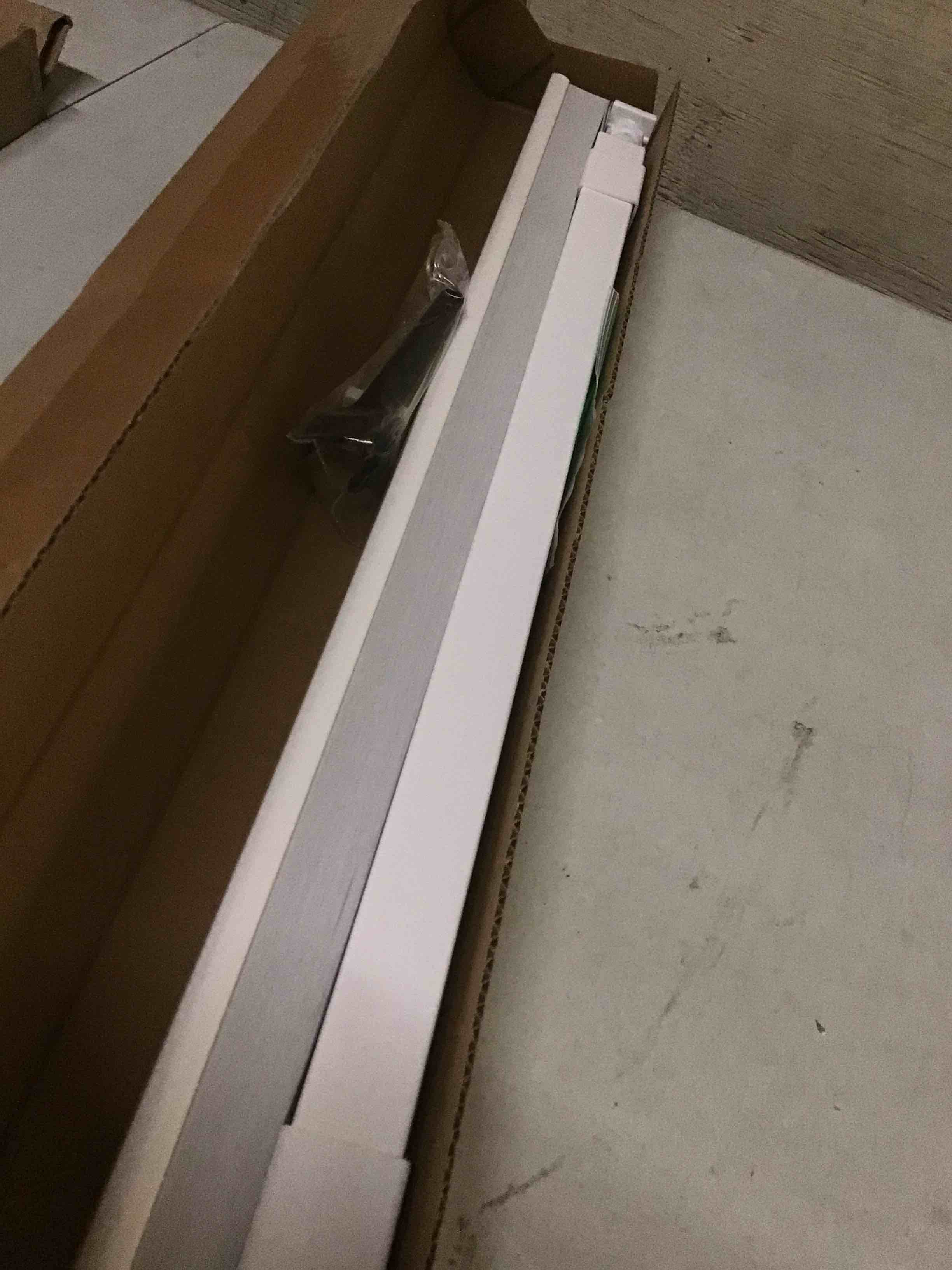 Condition photo showing As Is for lazblinds cordless cellular shades, no tools no drill blackout honeycomb shades pleated blinds for windows, 26'' w x 36'' h, silver white blackout-silver white 26'' w x 36'' h
