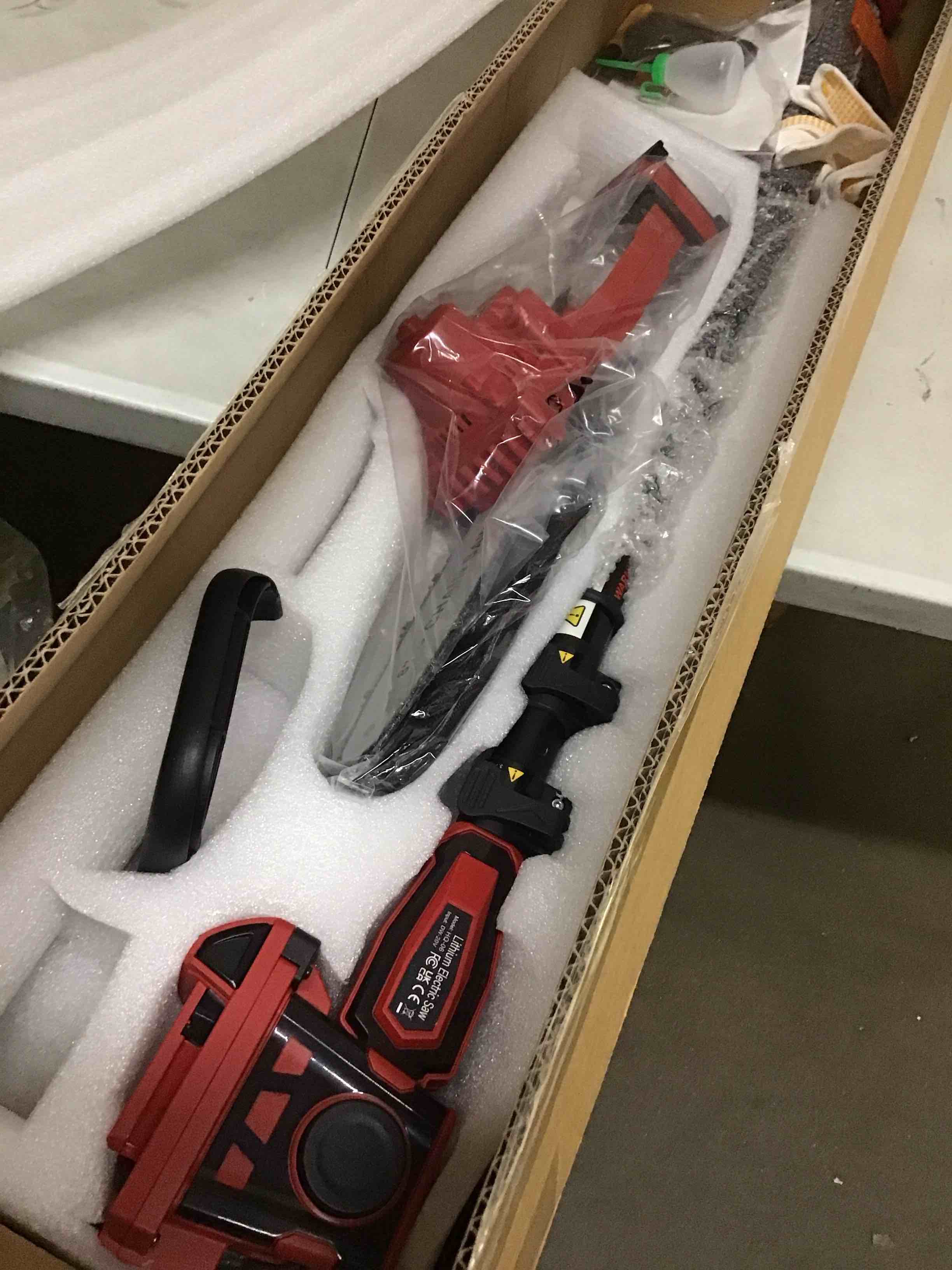 Condition photo showing Good Condition for ( battery not included) 2-in-1 cordless pole saw, 8 inch brushless pole chainsaws compatibility with milwaukee 18v battery(no battery), 8 lb lightweight, auto oiling, 14.8 ft max extension pole saws for tree trimming