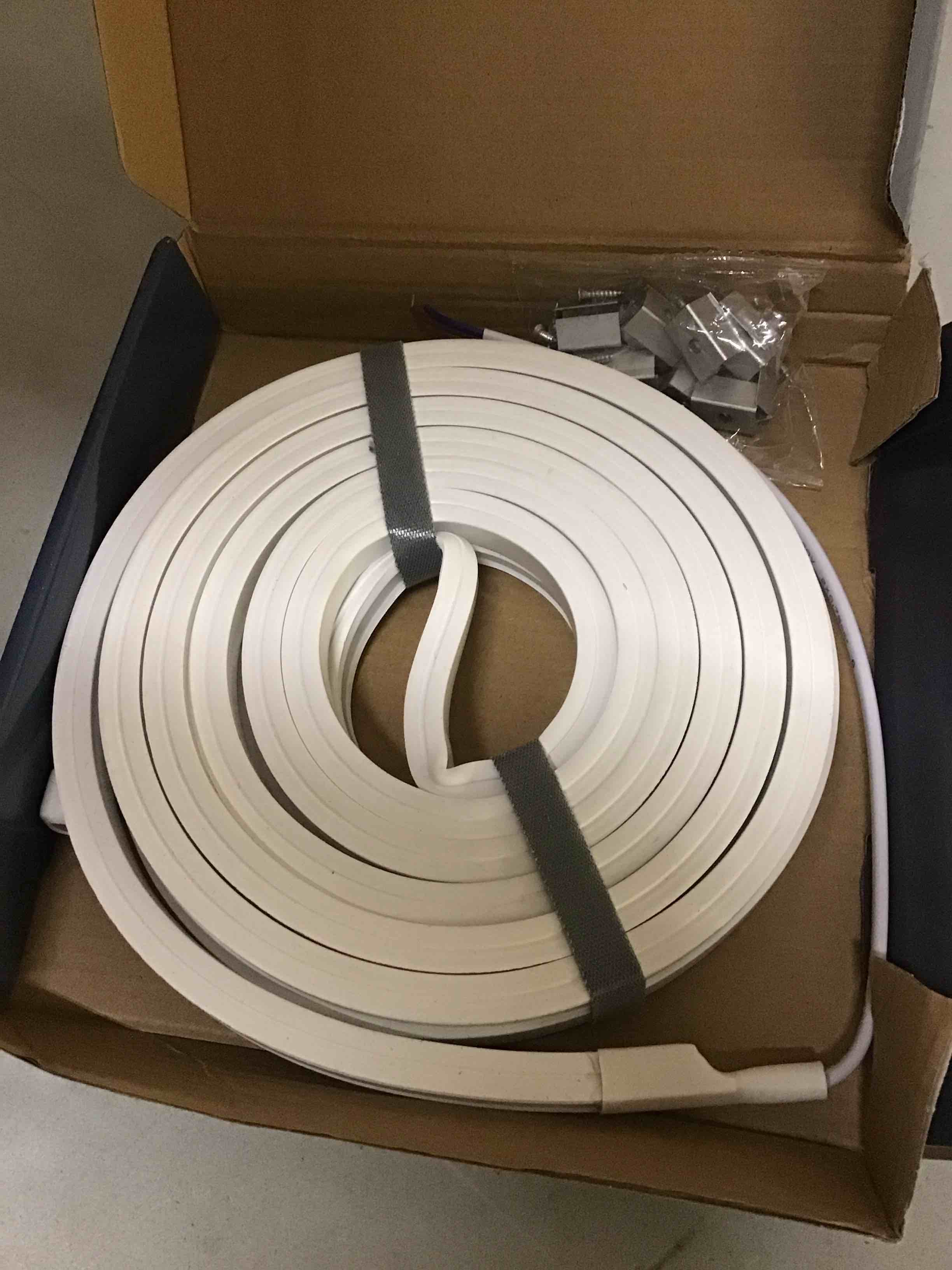 Condition photo showing As Is for led strip lights daylight white 6000k,16.4ft 12v neon rope lights,flexible silicone outdoor waterproof neon strip lights for mirror,kitchen,cabinet,diy lighting(power supply not included) daylight white 16.4ft