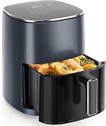 Sweetcrispy Air Fryer 6QT with Window, Square Airfryer Oven 12-in-1 for Family, 400°F Rapid Air Crispy Technology, Roast Bake Dehydrate, Nonstick & Easy-Clean Basket,Grey
