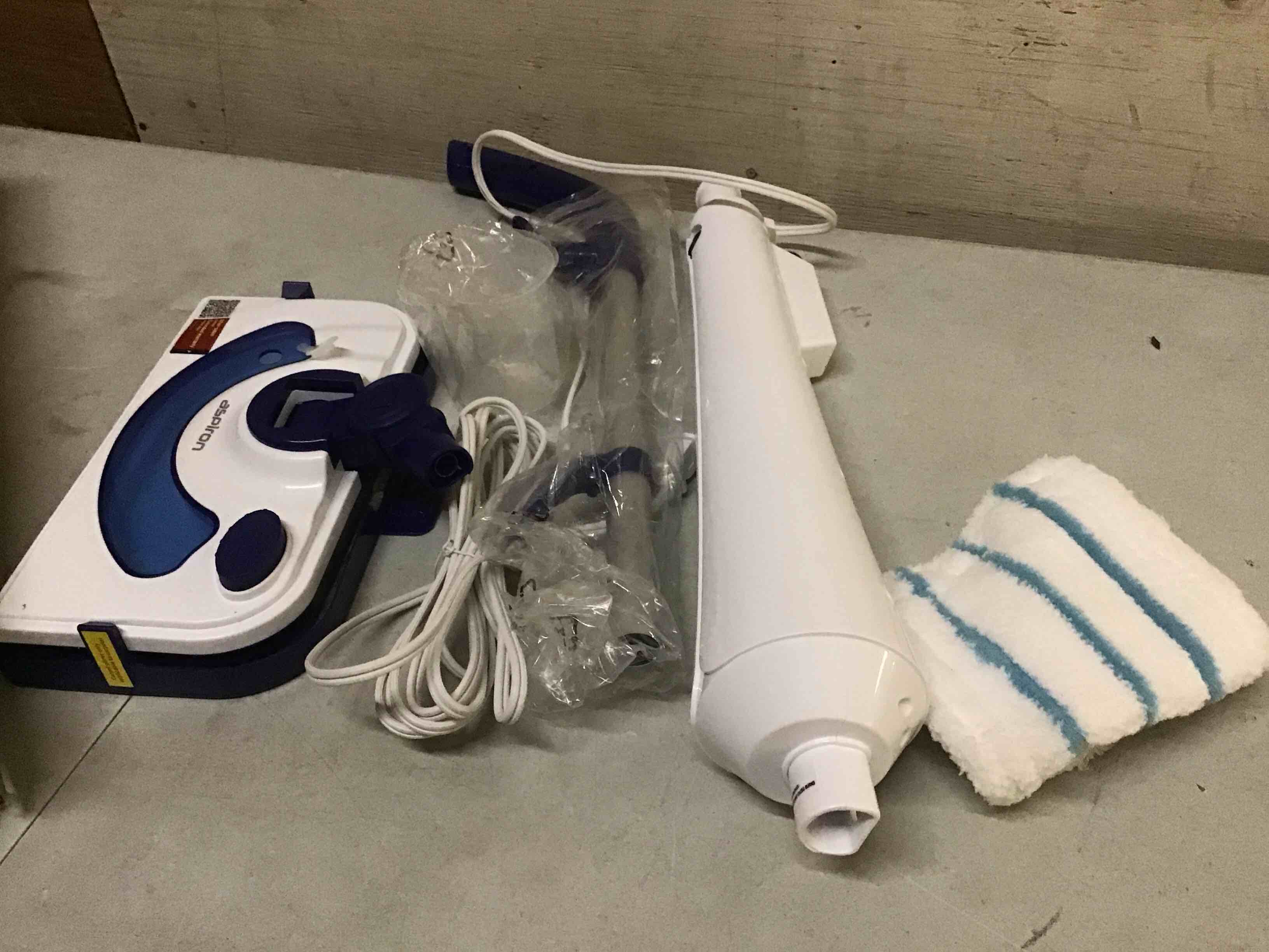 Condition photo showing As Is for ( with dirty pads )  professional steam mop cleaner, 1300w floor steamer with detergent chamber, 25s heat up, lightweight steamer for cleaning with 2 washable pads, safe for tiles, upholstery, carpet, hardwood, blue
