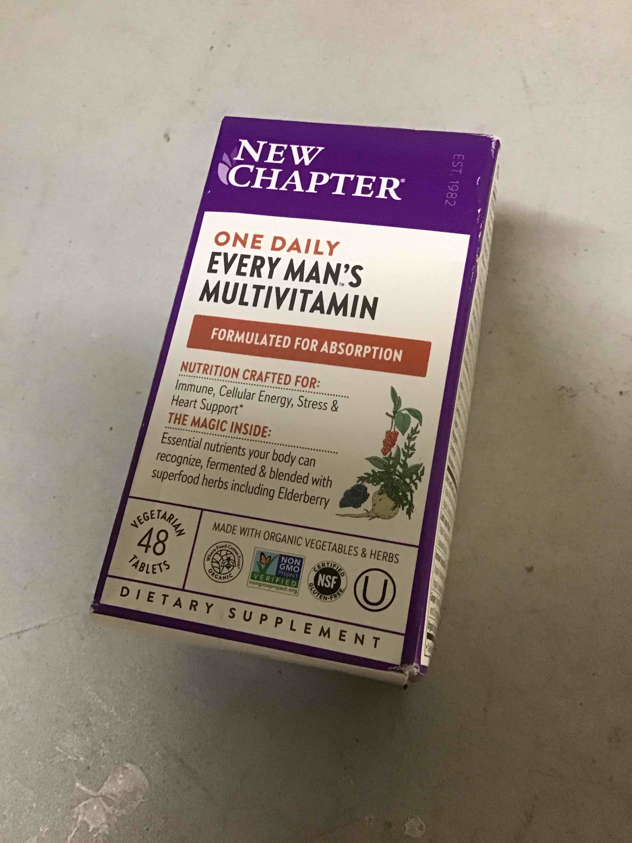 Condition photo showing Good Condition for ( exp 06/26 ) new chapter men’s multivitamin, b6, extra b12, d3, vitamin c & zinc, immune, heart, cellular energy, and brain health, gentle on the stomach, one daily, non-gmo, gluten-free, 18+, 48 tablets