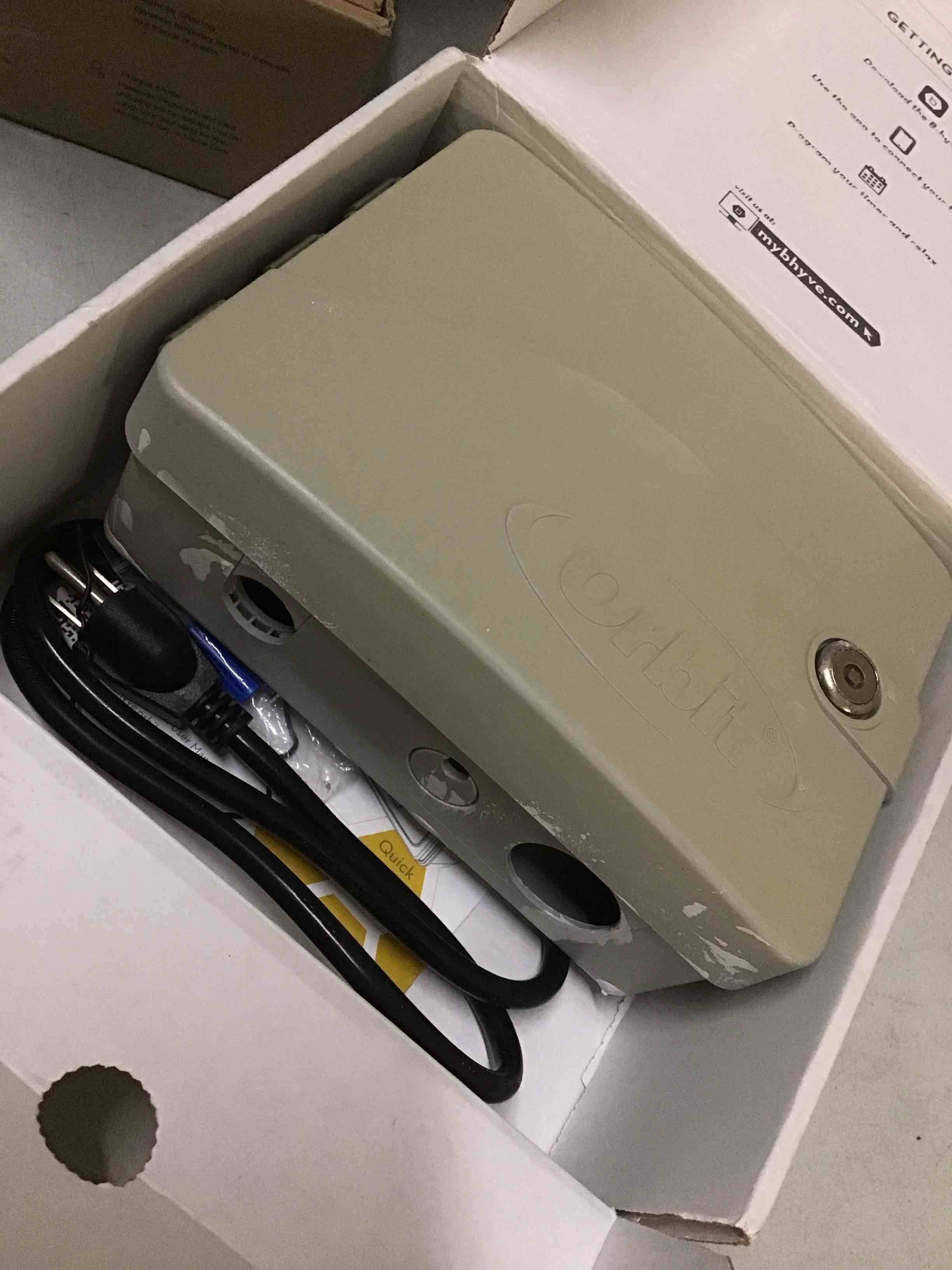 Condition photo showing As Is for orbit 57950 b-hyve 12-zone smart indoor/outdoor sprinkler controller 12-zone sprinkler controller