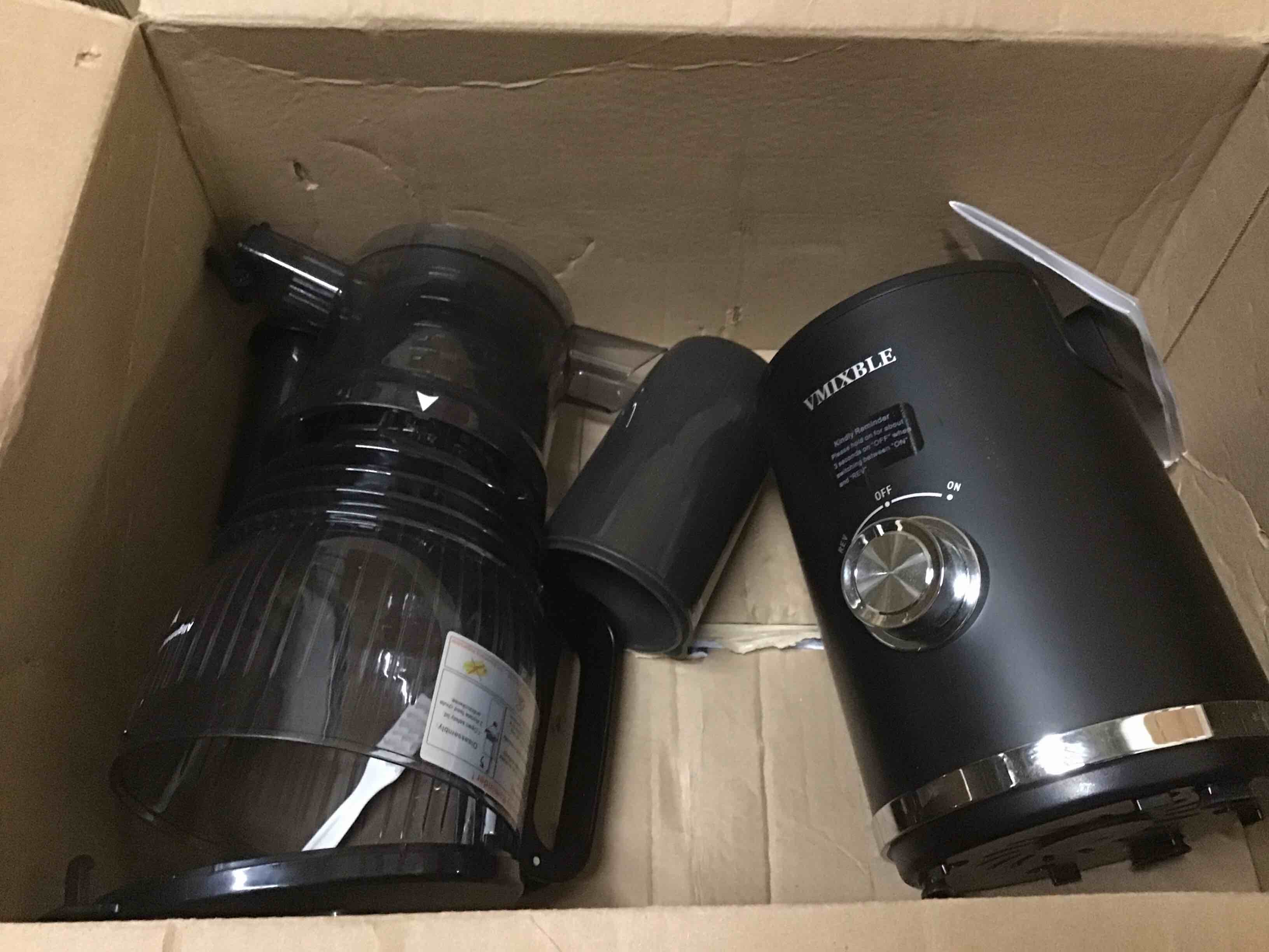 Condition photo showing As Is for (incomplete) juicer machines, cold press juicer with 5.8" wide feed chute, 300w slow masticating juicer for whole fruits & vegetables, high juice yield, easy to clean, bpa free juice extractor machine