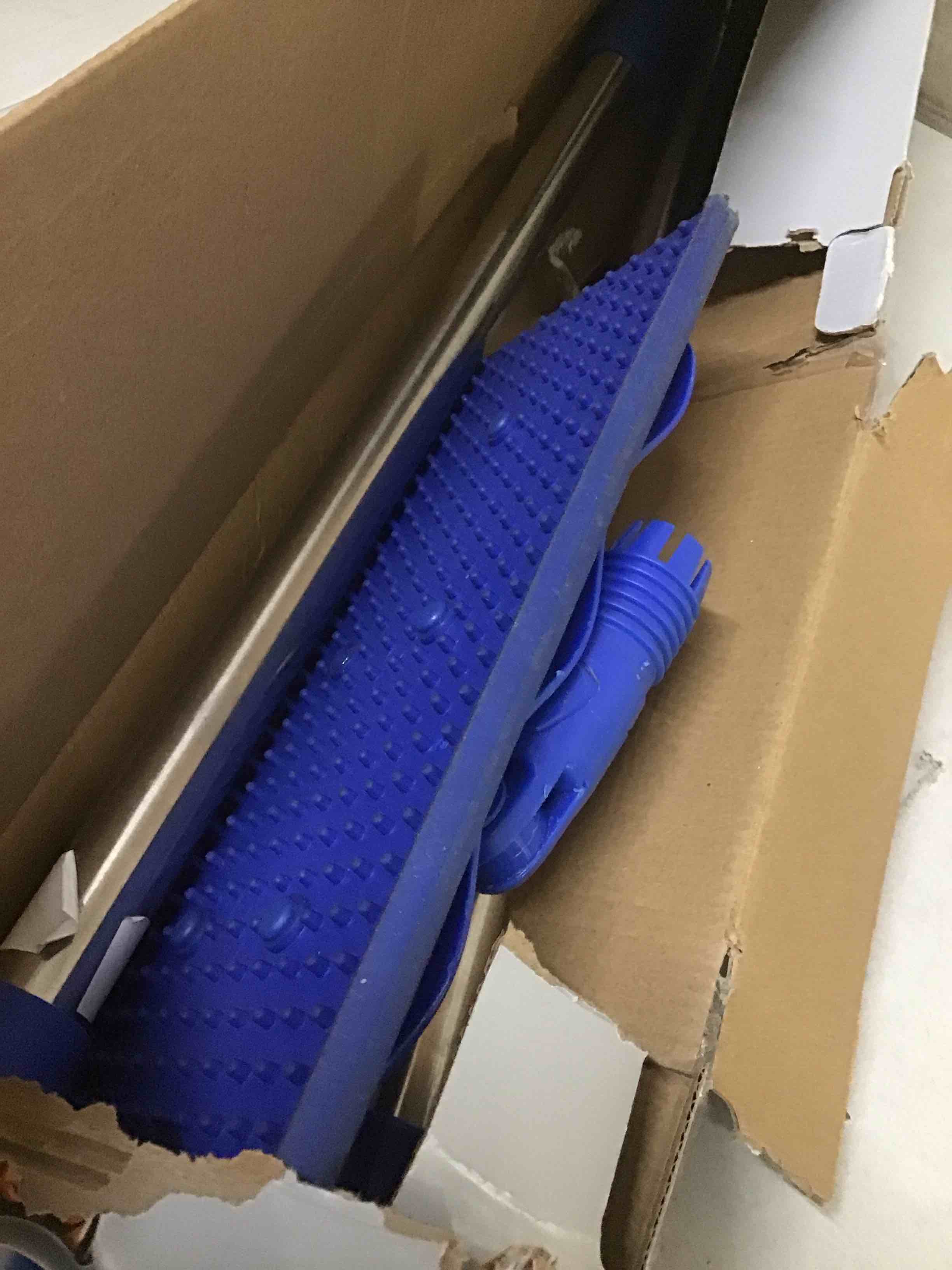 Condition photo showing As Is for (incomplete) mr.siga professional microfiber mop for hardwood, laminate, tile floor cleaning, stainless steel telescopic handle - 3 reusable flat mop refills and 1 dirt removal scrubber included blue, blue