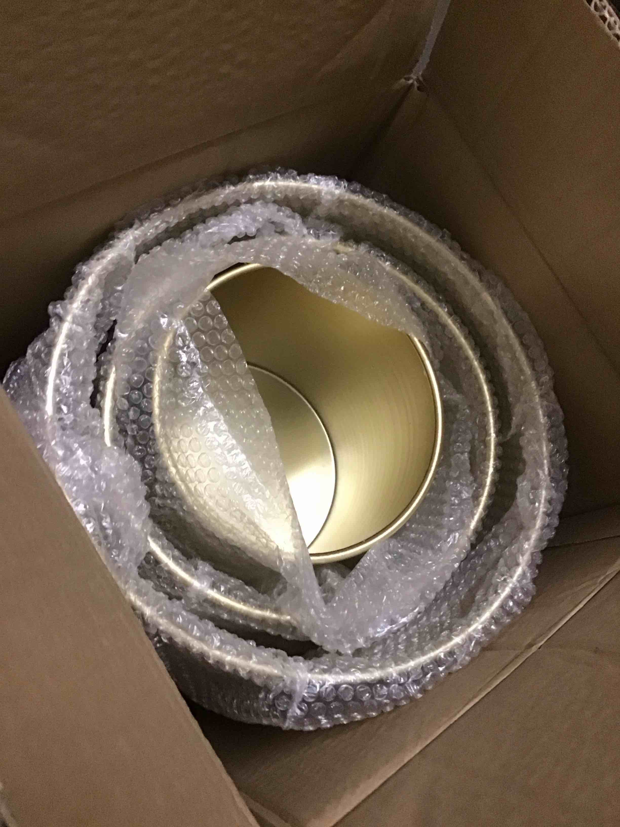 Condition photo showing New/Like New for trirocks set of 3 large planters with stand gold planter for indoor plants 29 &22 &12" tall morden metal plant pots for living room corner kitchen office garden balcony patio decor