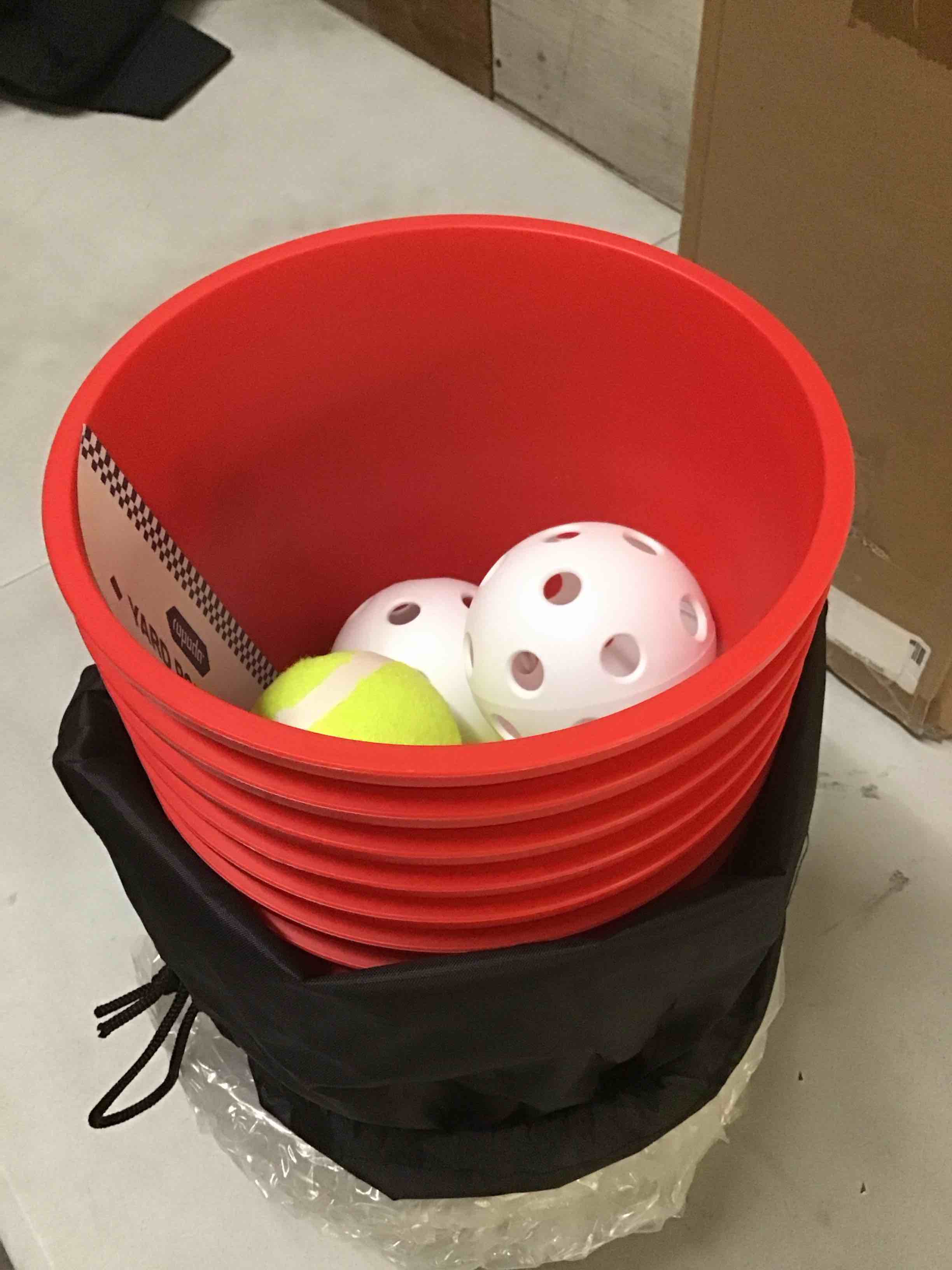 Condition photo showing New/Like New for ropoda giant yard pong,yard games with durable buckets and balls - choose red large, xl, or green - glow in the dark, outdoor game with carry bag for the beach,lawn, great gift choice for families large red