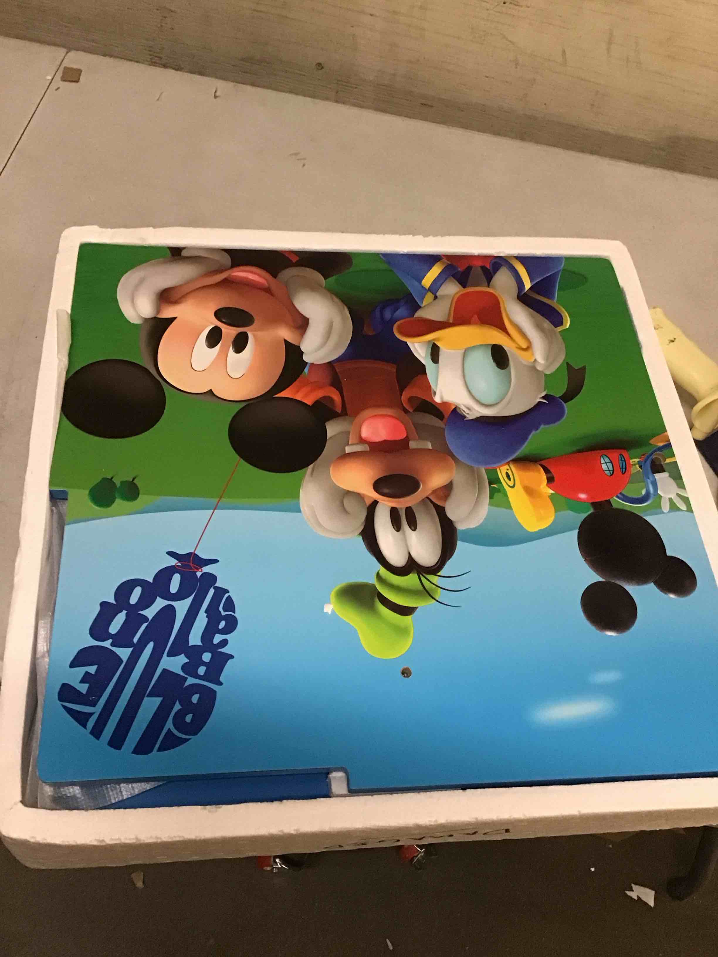 Condition photo showing As Is for ( incomplete ( with crack ) delta children chair desk with storage bin, disney mickey mouse