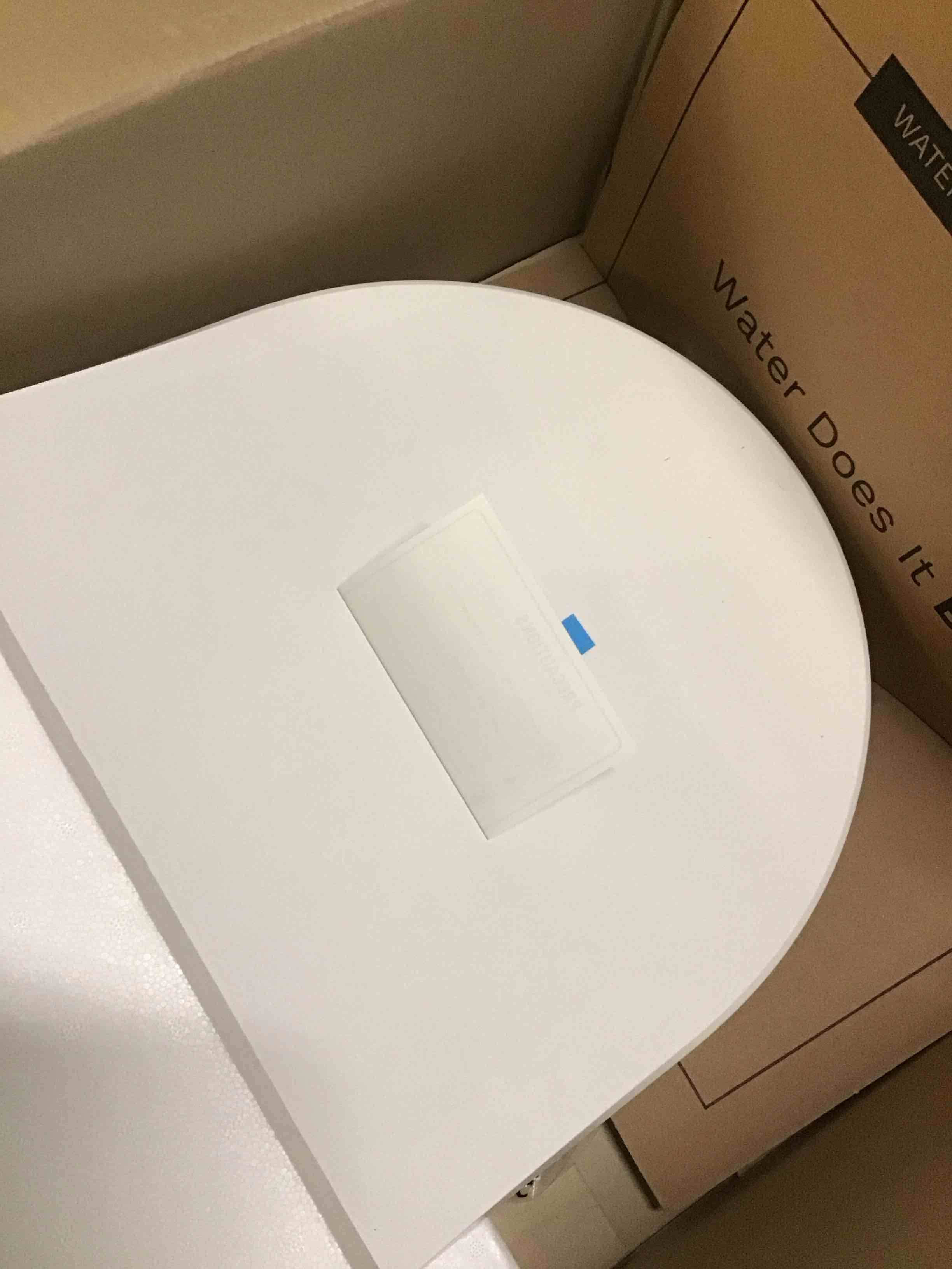 Condition photo showing As Is for bio bidet bb2000 electric bidet toilet seat, warm water with air dryer, heated seat with sensor and slow close lid, night light, remote control, round, white round premium bidet
