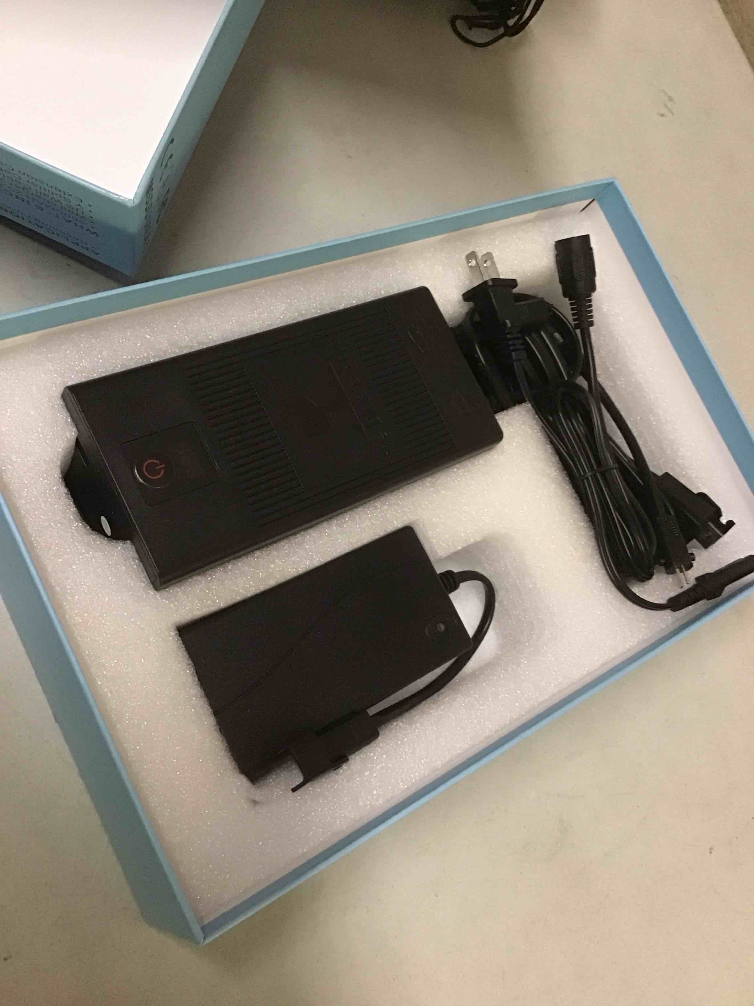 Condition photo showing New/Like New for the blue cactus max power 5000mah kit - battery, power transformer, cords - 2-pin connector - wireless with led & low charge alert - couch battery pack for reclining chairs, sofas & loveseats