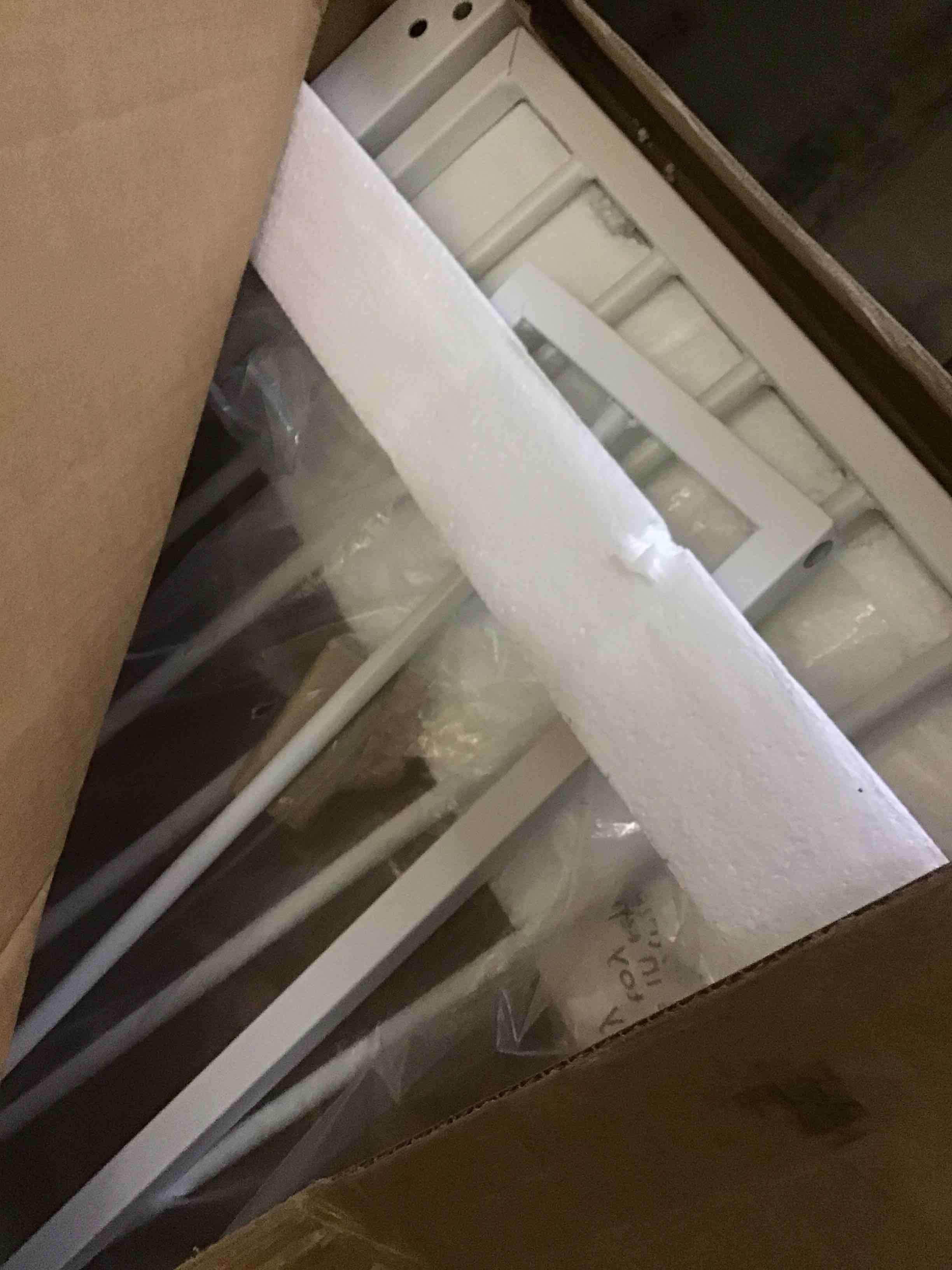 Condition photo showing As Is for 71" extra tall pet gate with cat door, fits for 28.7"&37.5" extra wide pressure mounted pet barrier auto-close safety cat gate with walk through door latch,white,no drill white opening 28.7&37.5 inches wide