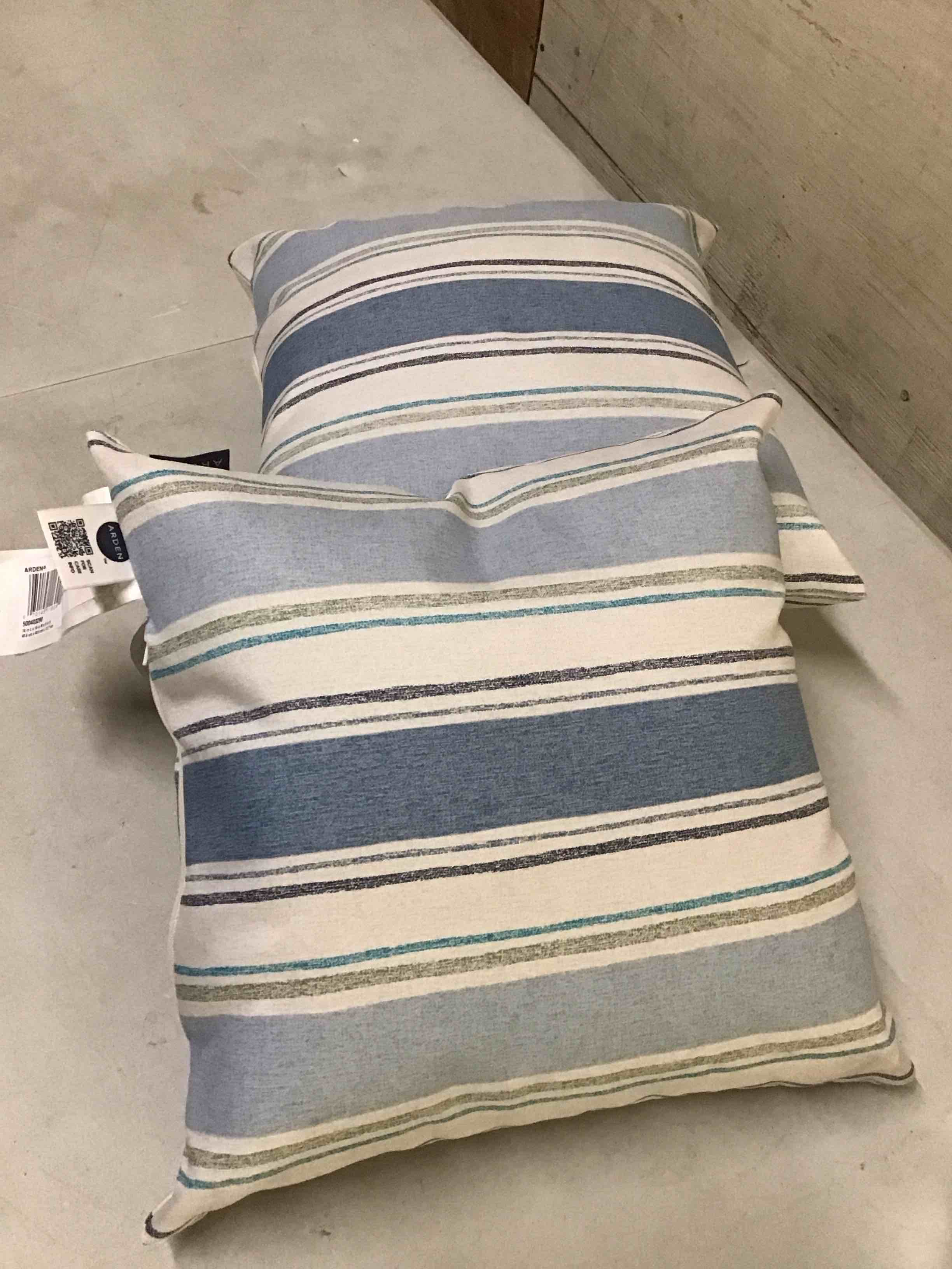Condition photo showing Good Condition for arden outdoor toss pillow 2 pack size 16x16 french blue linen stripe