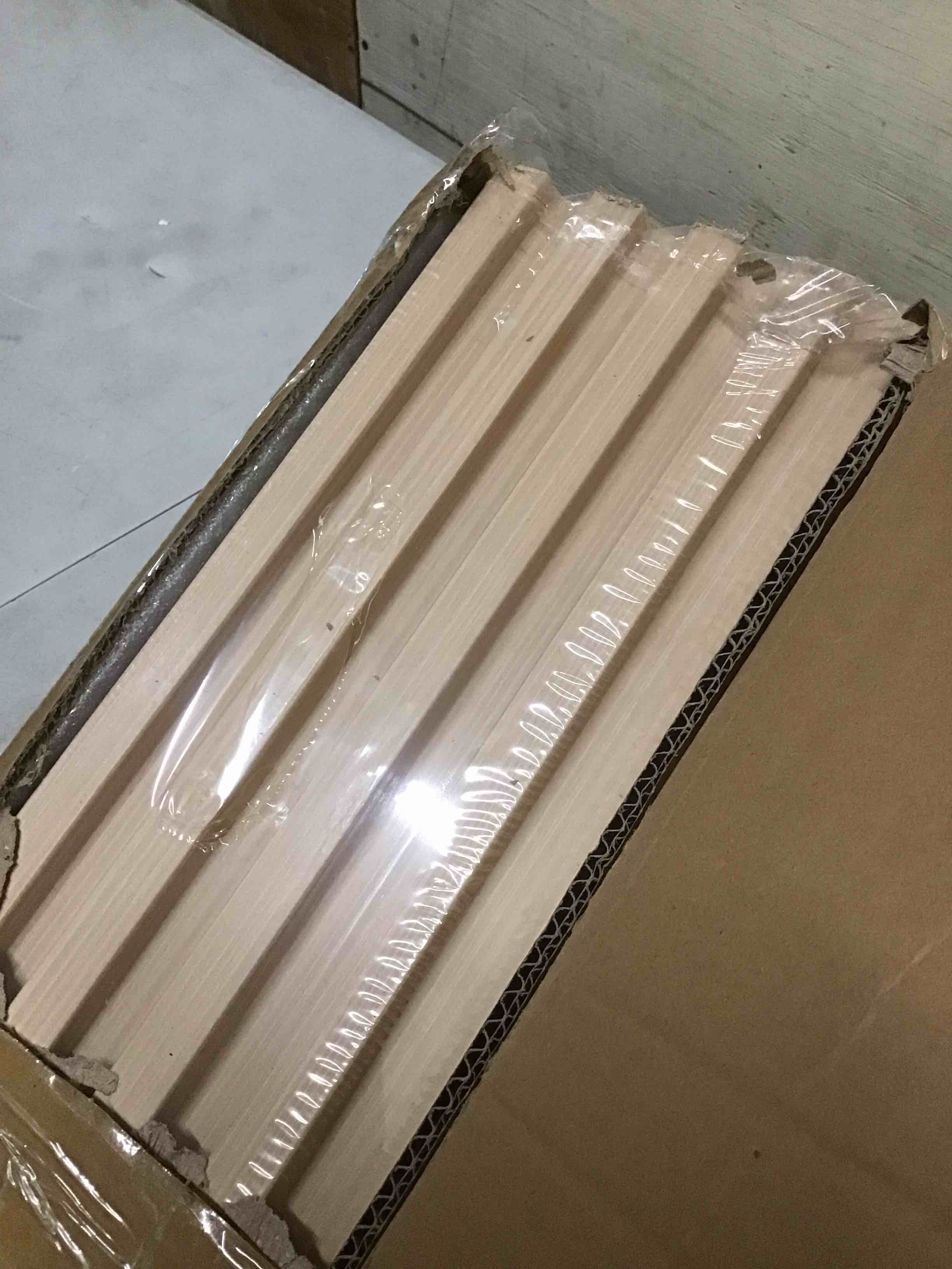 Condition photo showing Good Condition for art3d slat wood wall paneling - 108 x 5.7 x 0.7in, pack of 4pcs + 1pc end-trim for interior and ceiling decor, ashtree 108 x 5.7 inch slat ashtree