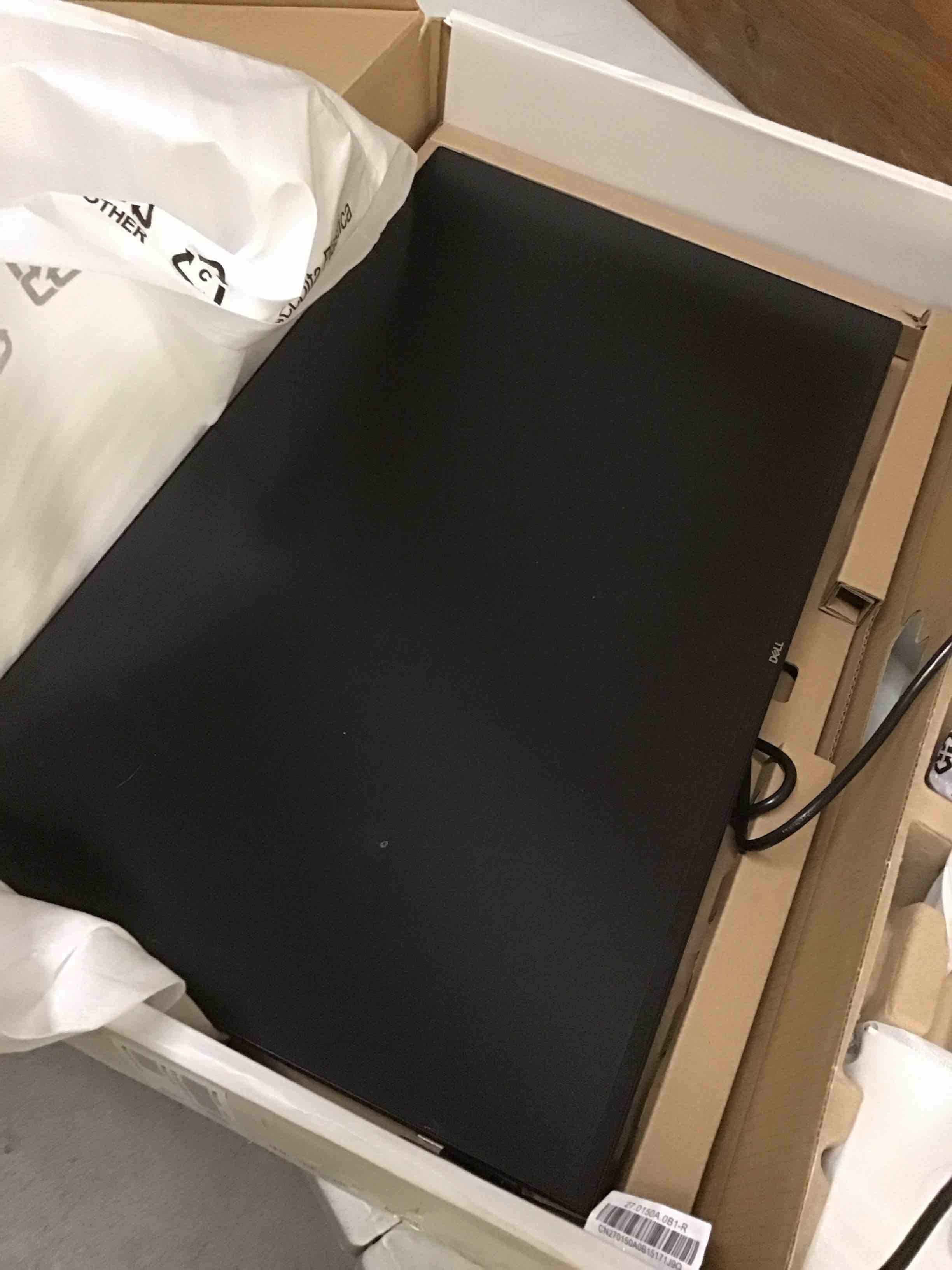 Condition photo showing As Is for ( with crack );dell s2725hs 27 inch monitor, fhd (1920x1080) display, 100hz refresh rate, 1500:1 contrast ratio, tüv rheinland eye comfort 4 star, integrated 2x5w speaker, height/tilt/swivel/pivot- ash white color 27 inches s2725hs no adaptive sync